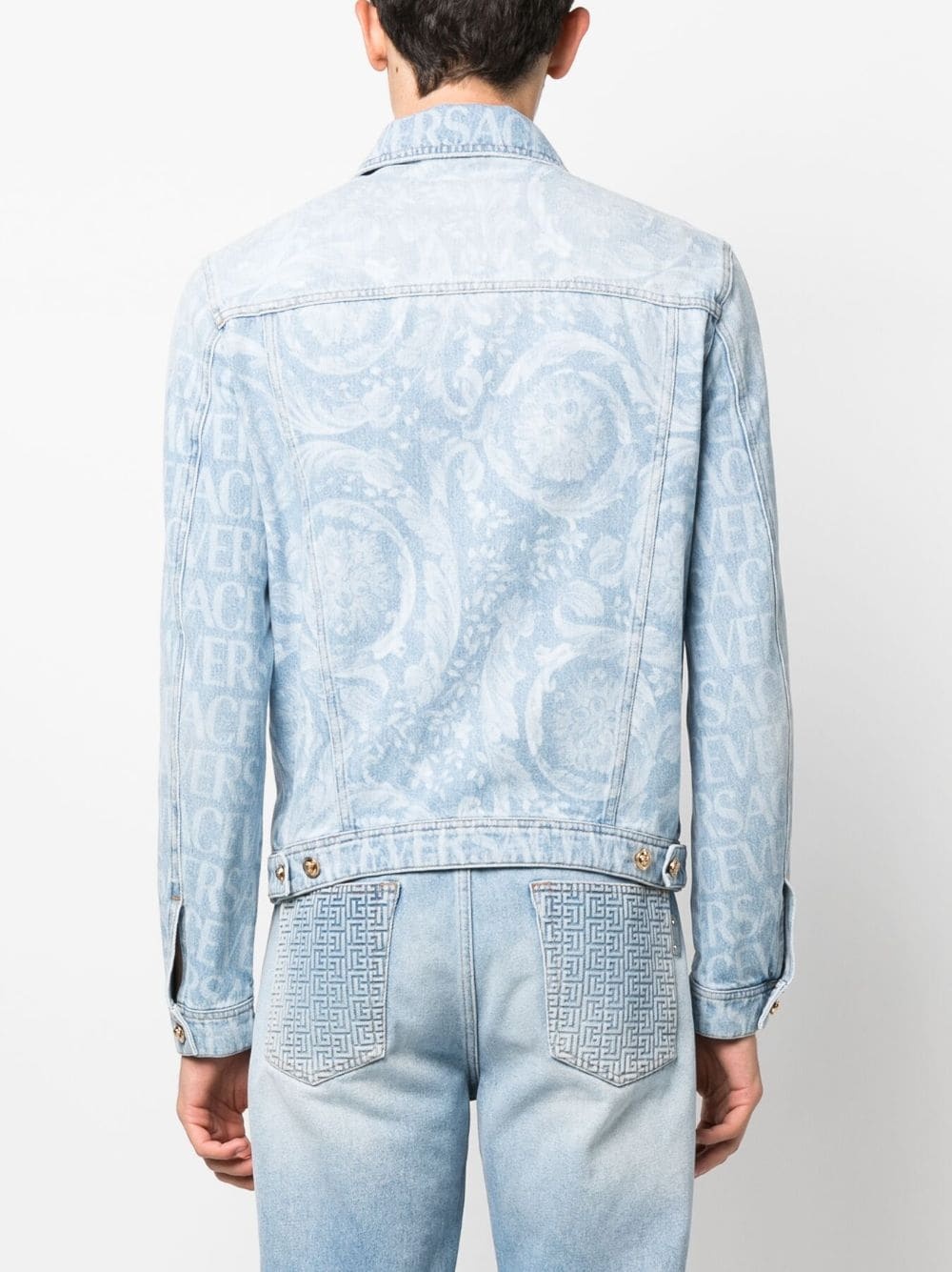 Logo Denim Jacket in Blue - Versace