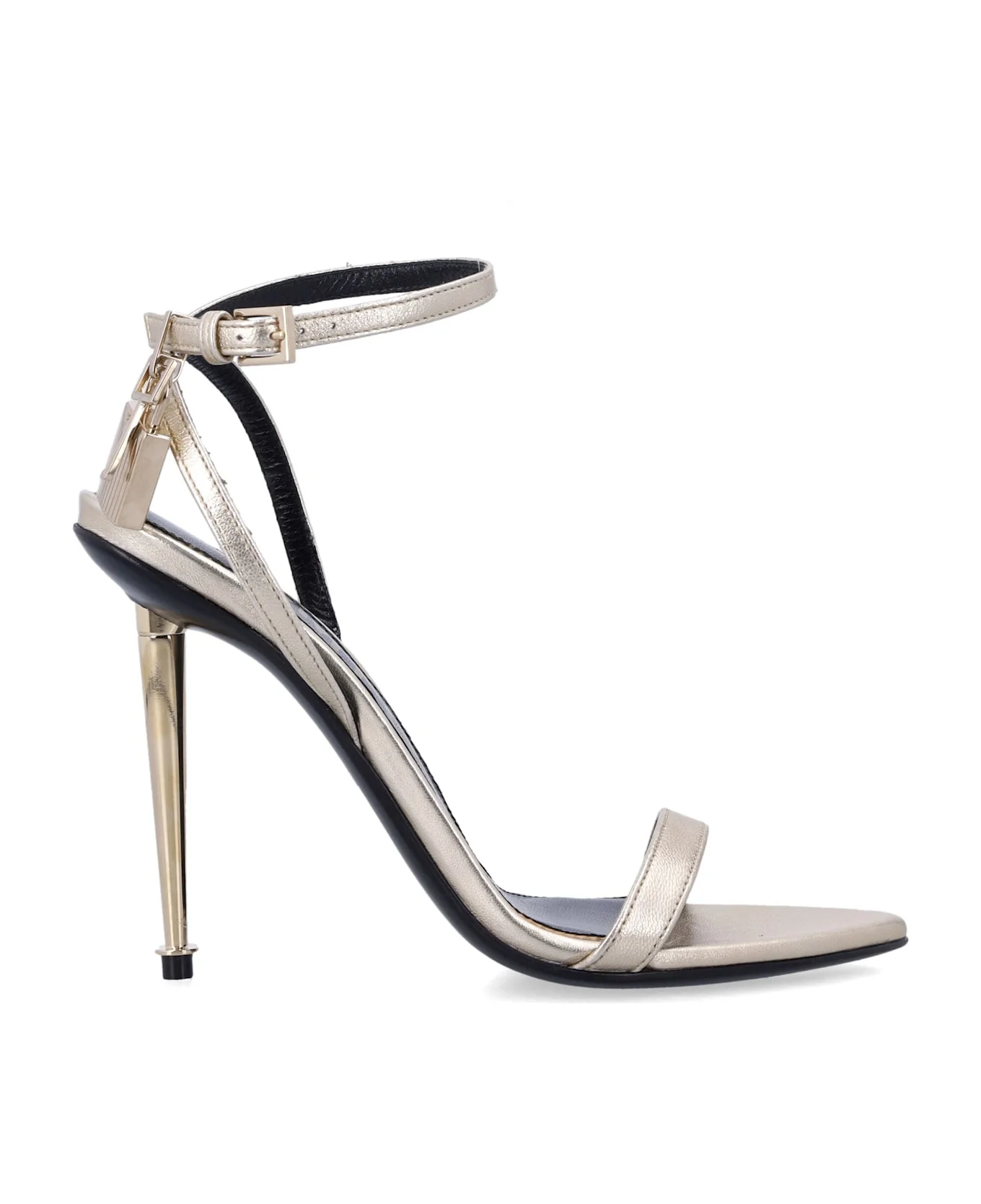 Tom Ford Laminated Nappa Padlock Pointy Naked Sandal - 1
