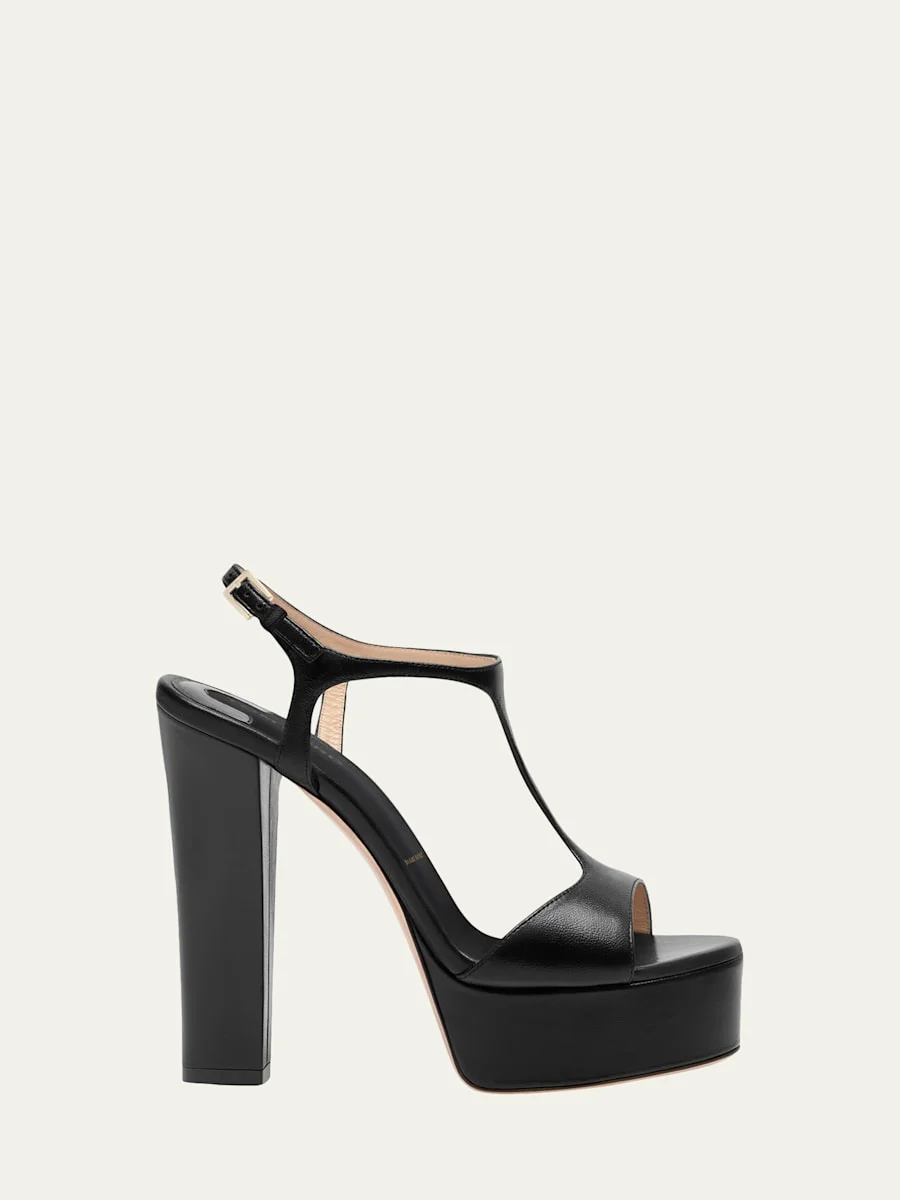 130mm Angelina Leather Platform Sandals - 1