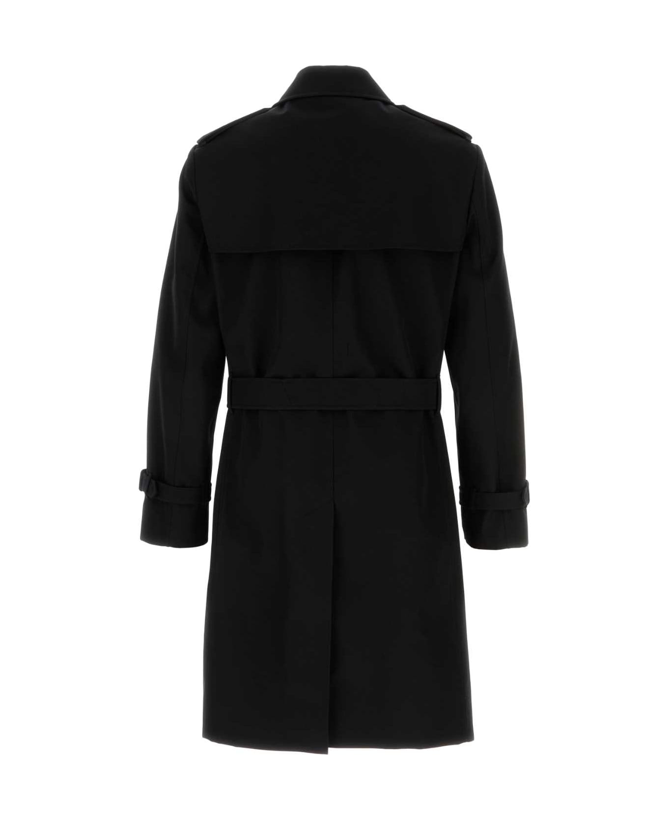 Black Gabardine Trench Coat - 2