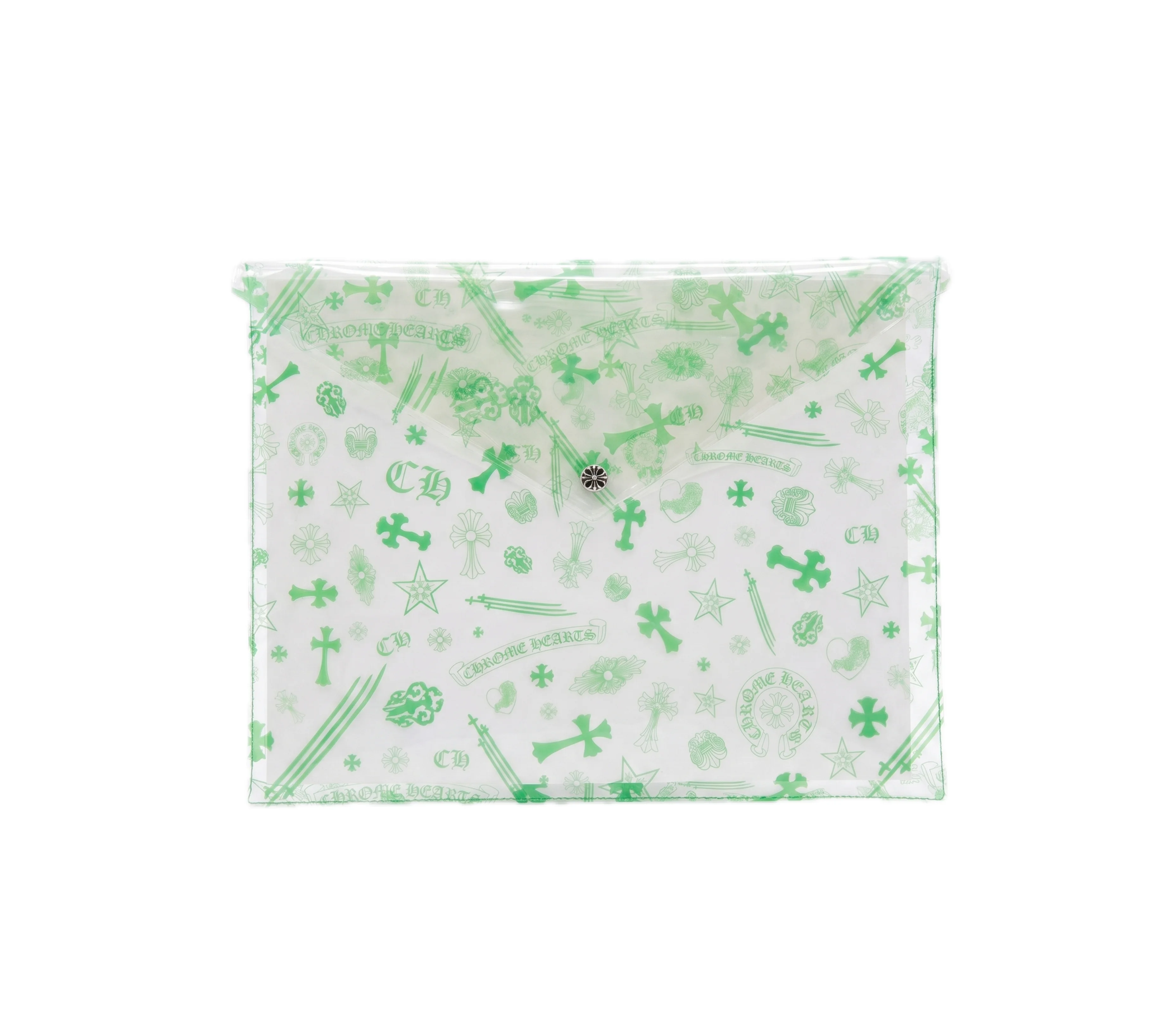 Chrome Hearts 'Clear Vinyl W/Green' All Over Print Pouch (Green) - 1