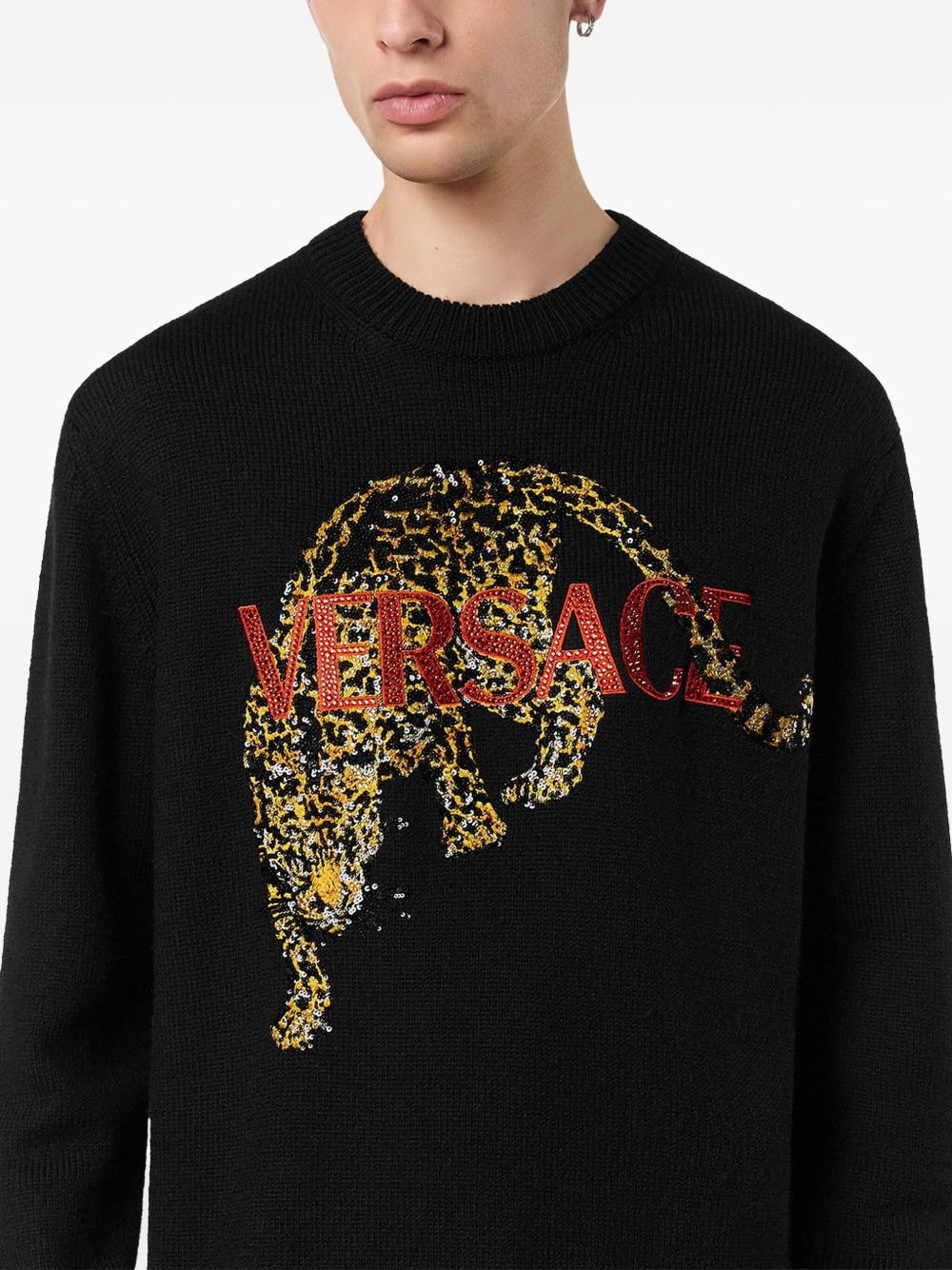 jaguar-embellished sweater - 5