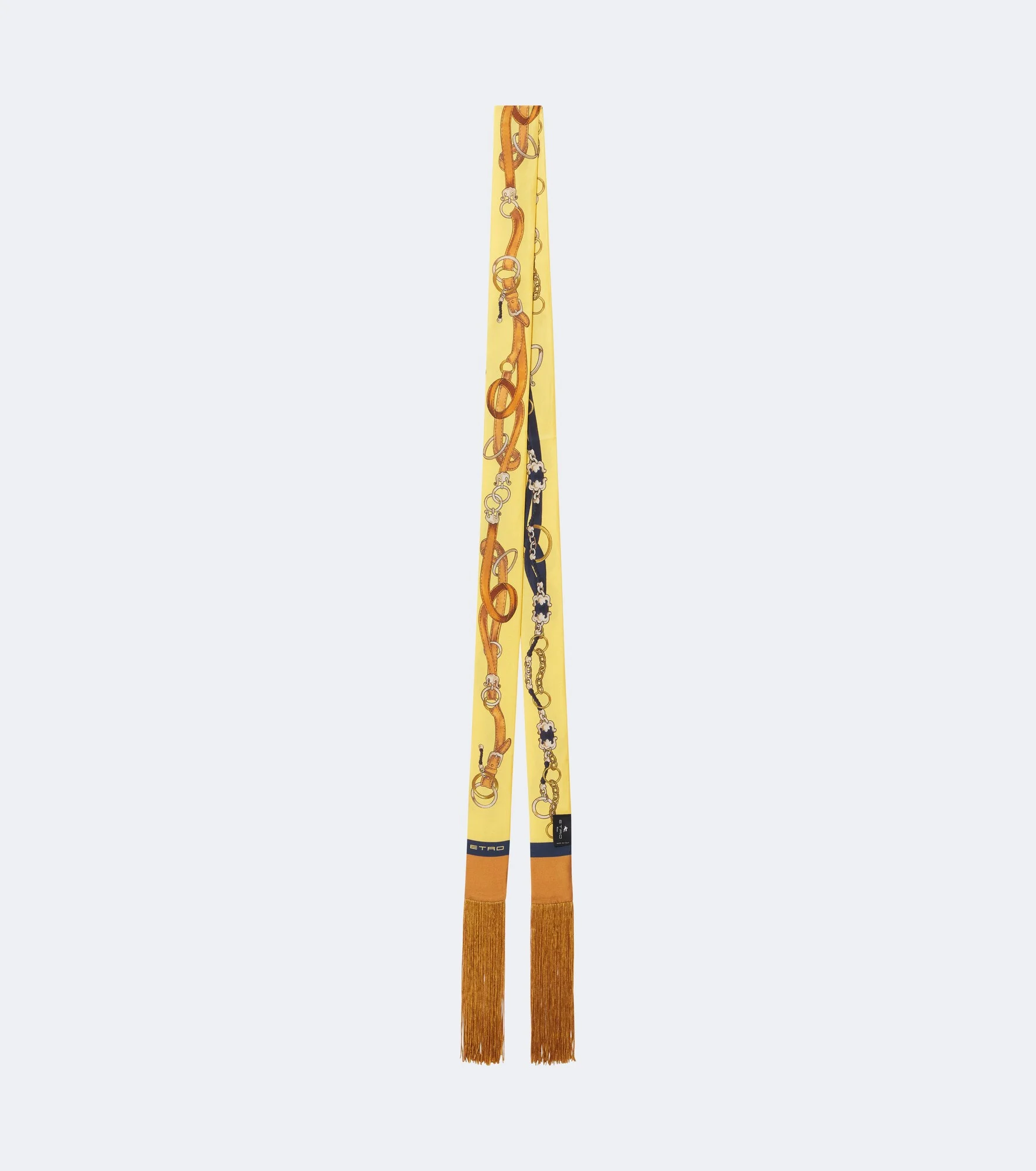 Fringed silk twill scarf - 1
