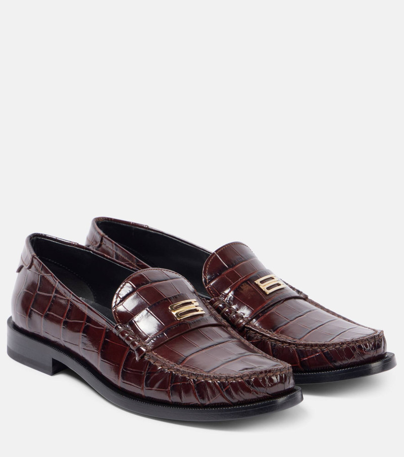 Croc 효과 가죽 loafers - 1