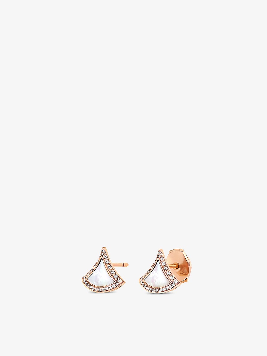 Divas’ Dream 18ct rose-gold, 0.1ct diamond and mother-of-pearl earrings - 2