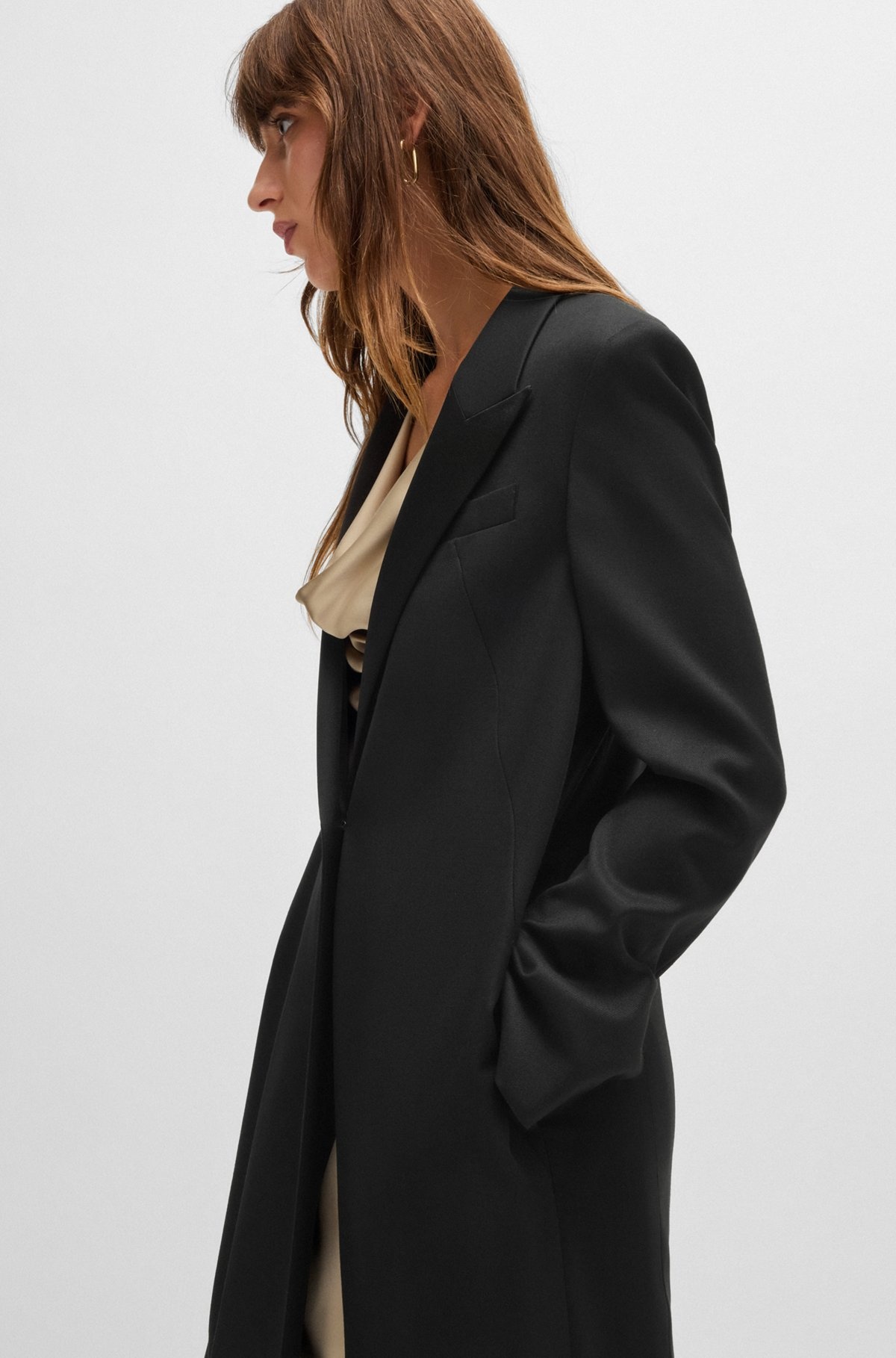 LONG-LENGTH TUXEDO-STYLE COAT IN STRETCH FABRIC - 6