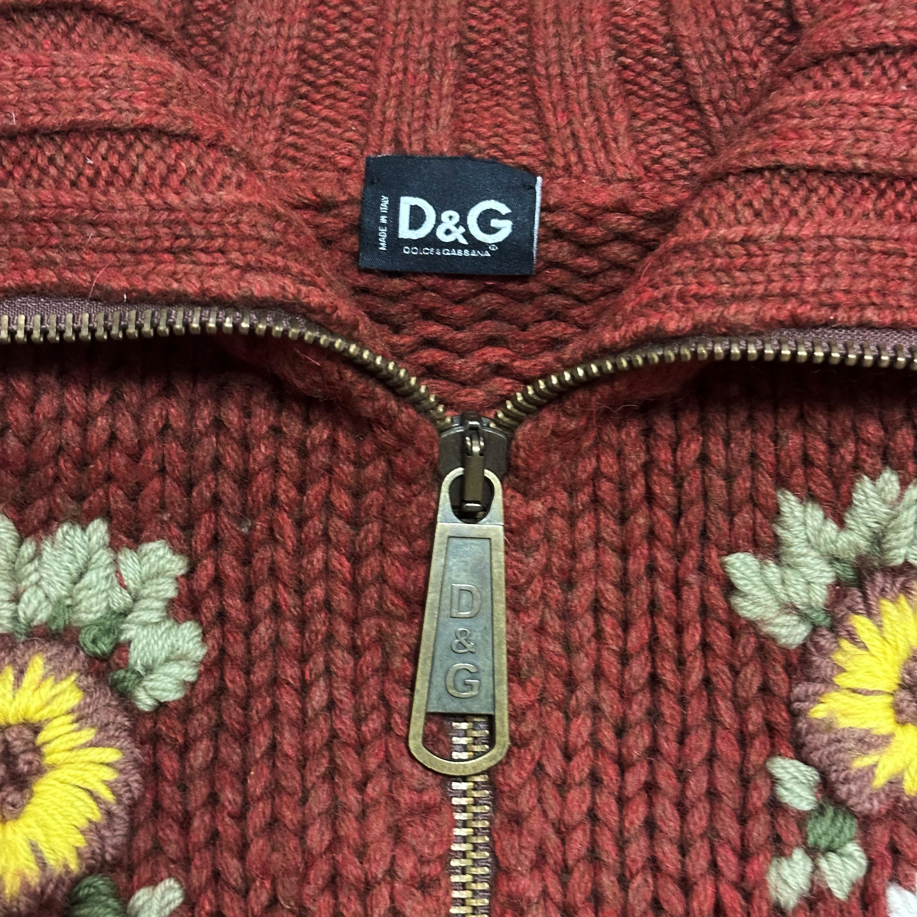 D&G - D&G Fall Winter 2002 Embroidered Floral Knit Cardigan - 6