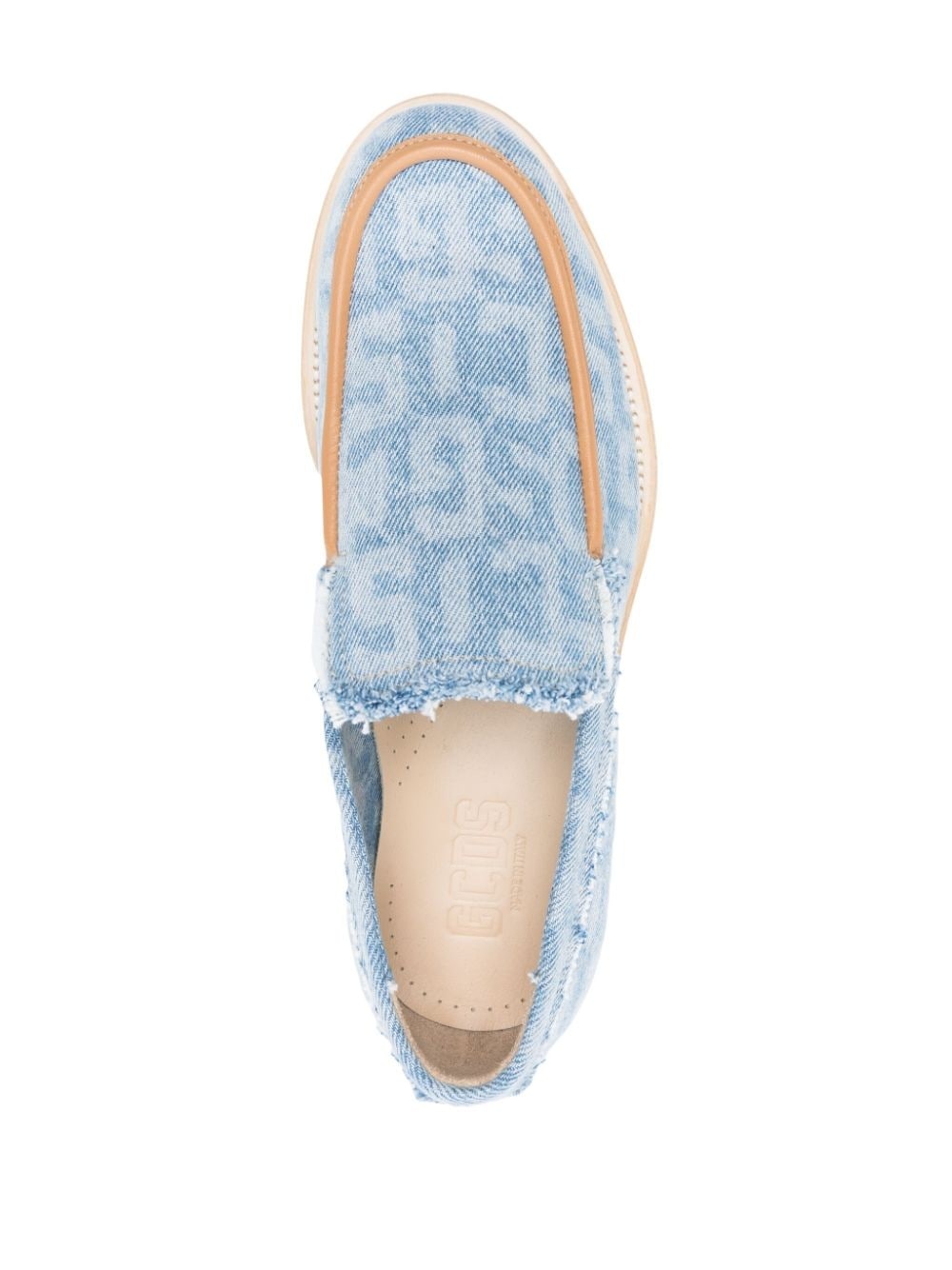 monogram-print denim loafers - 4
