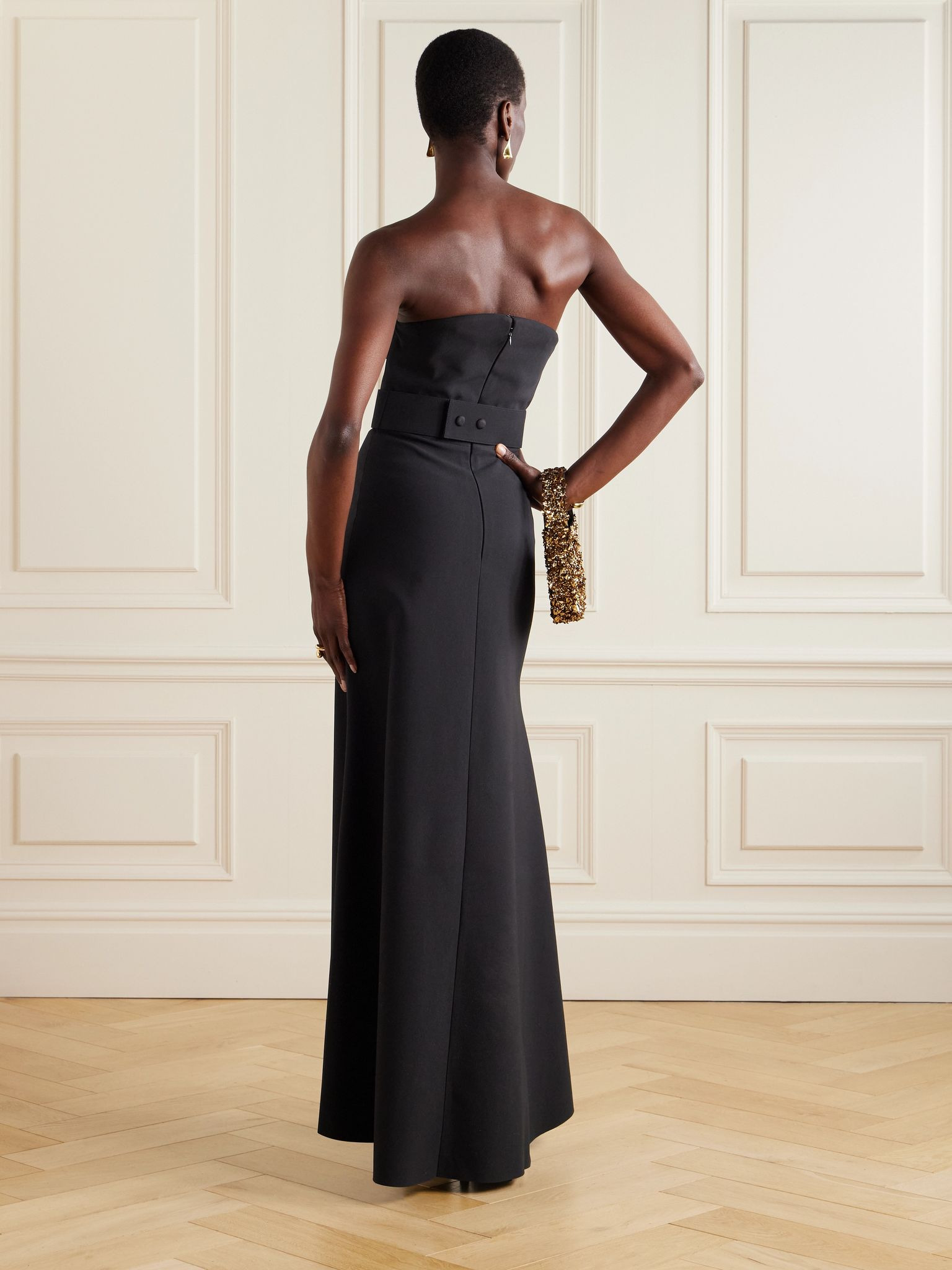 Ember belted crepe maxi dress Black - 3
