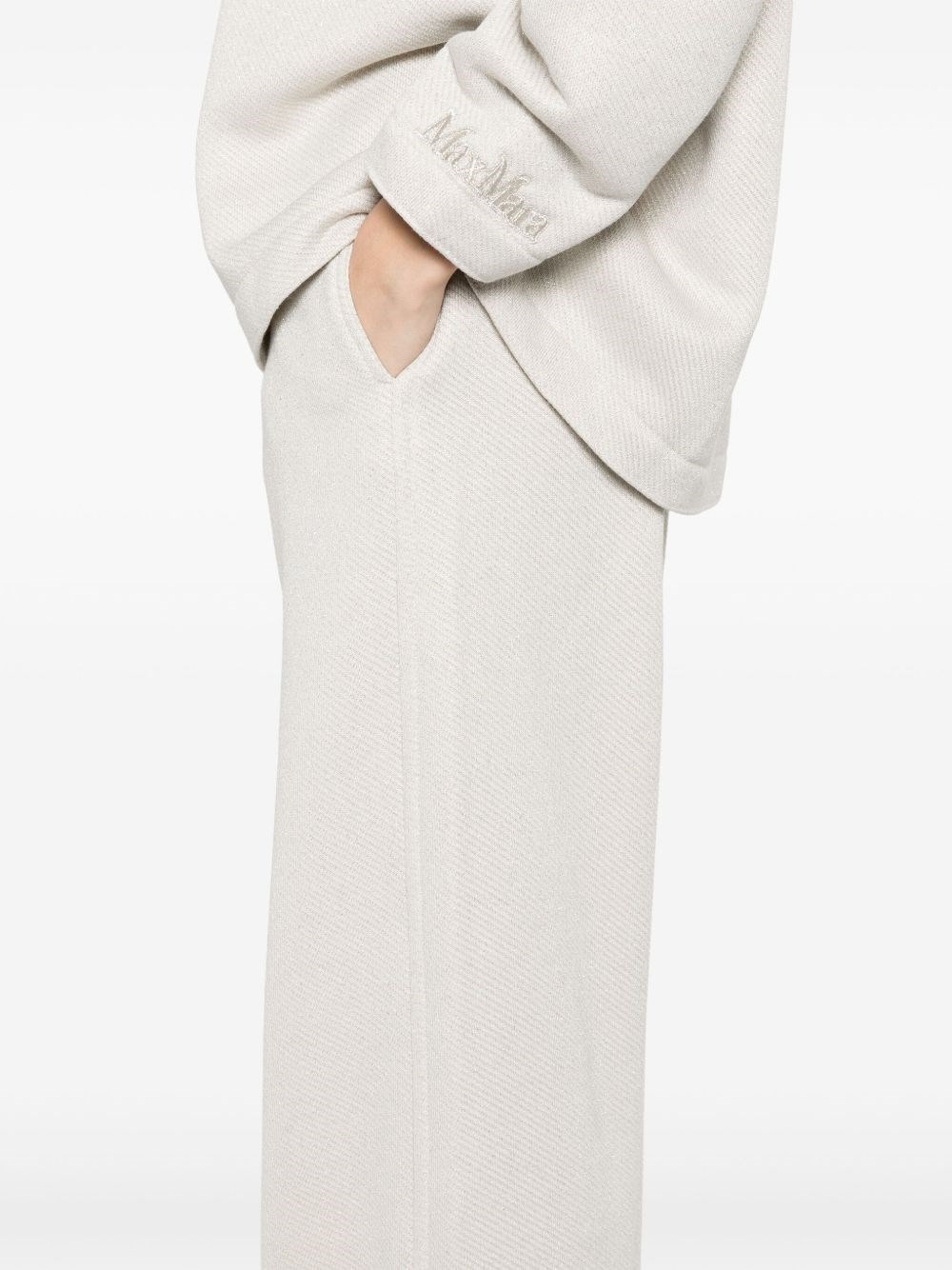 Cotton blend wide-leg trousers - 2