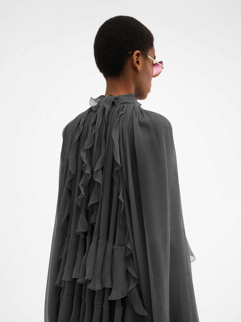 MINI CAPE DRESS IN SILK MOUSSELINE 4