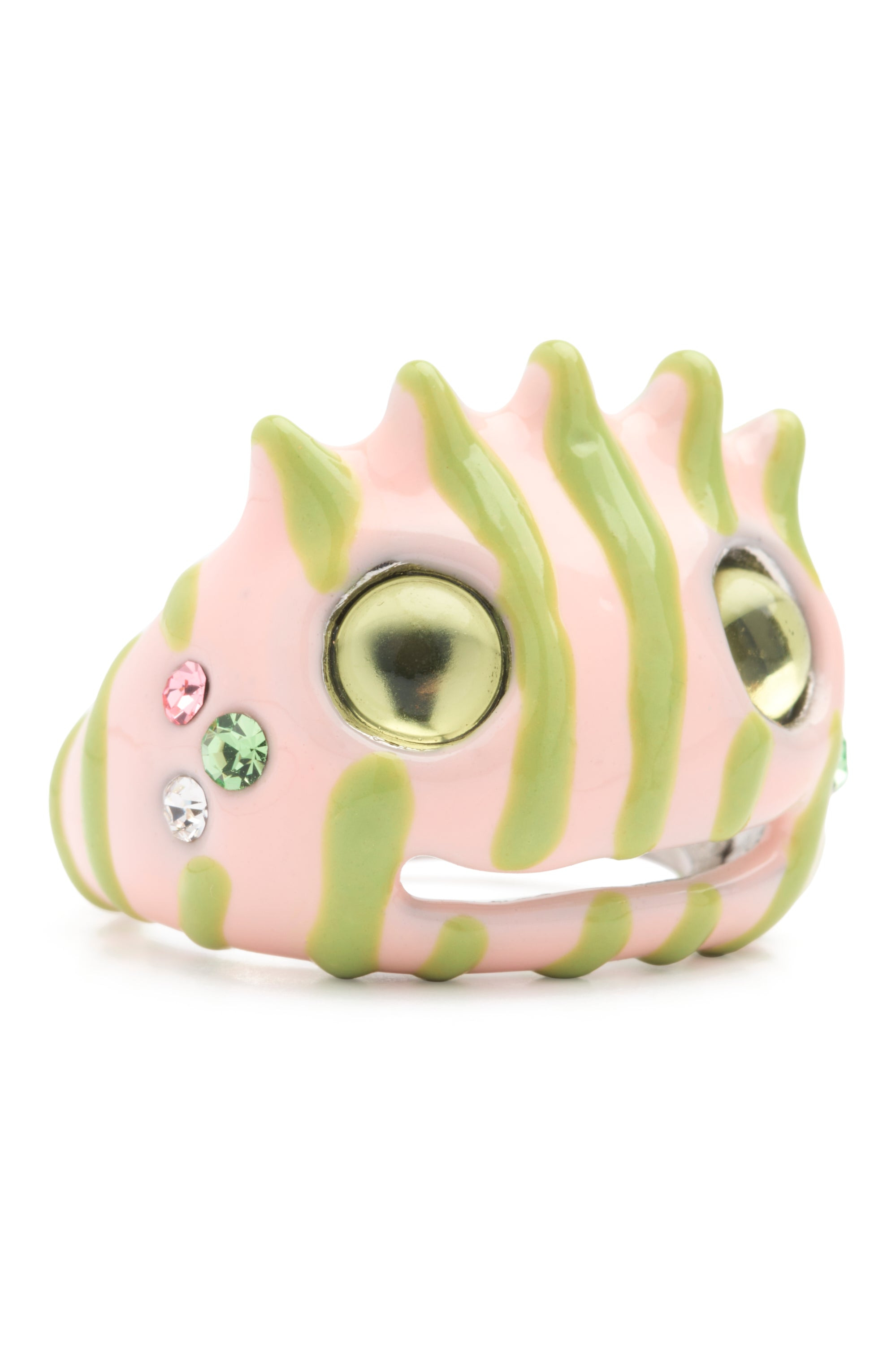 LIME PINK STRIPE LIBERTY FROG RING - 3