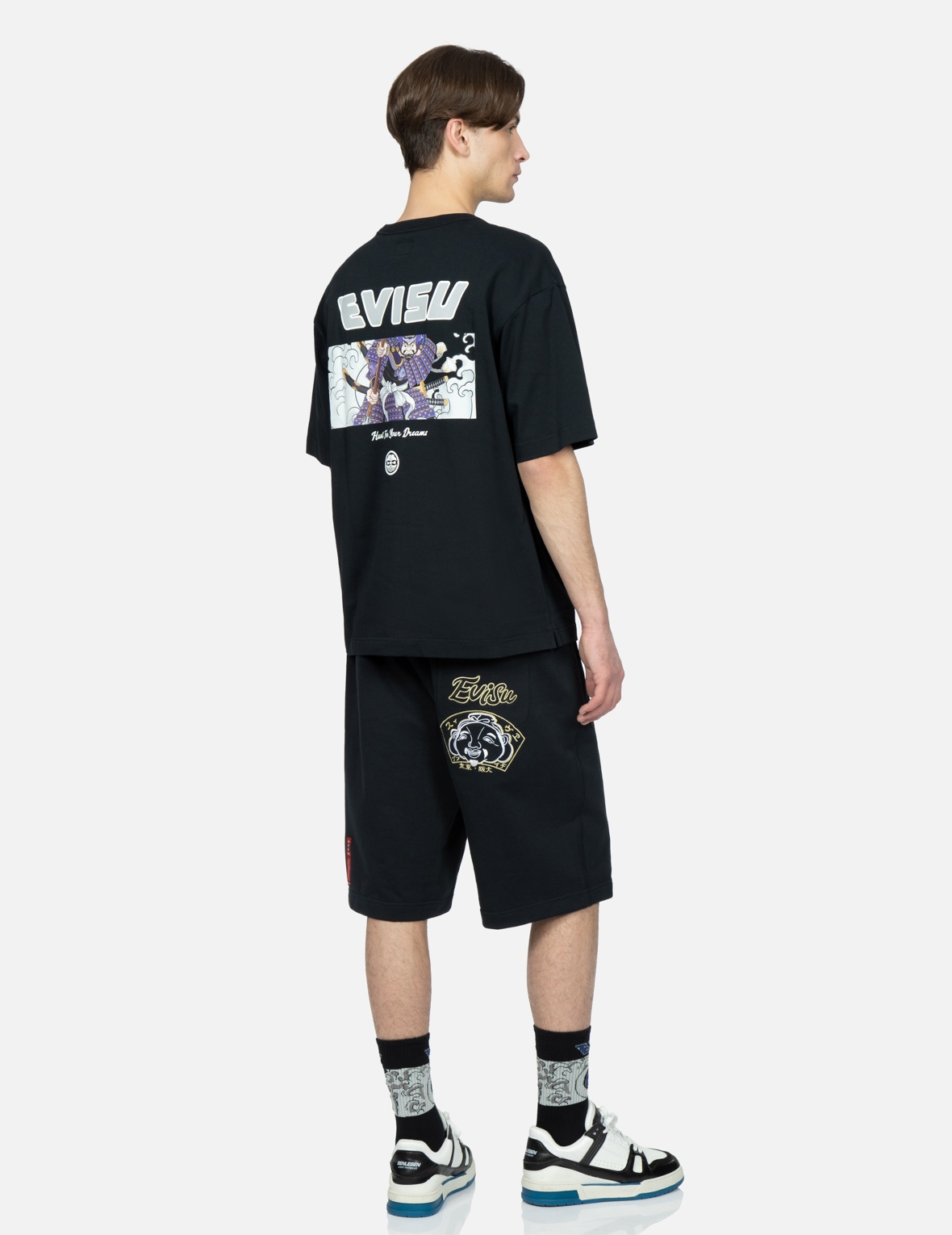 FAN-SHAPE GODHEAD EMBROIDERY SWEAT SHORTS - 3