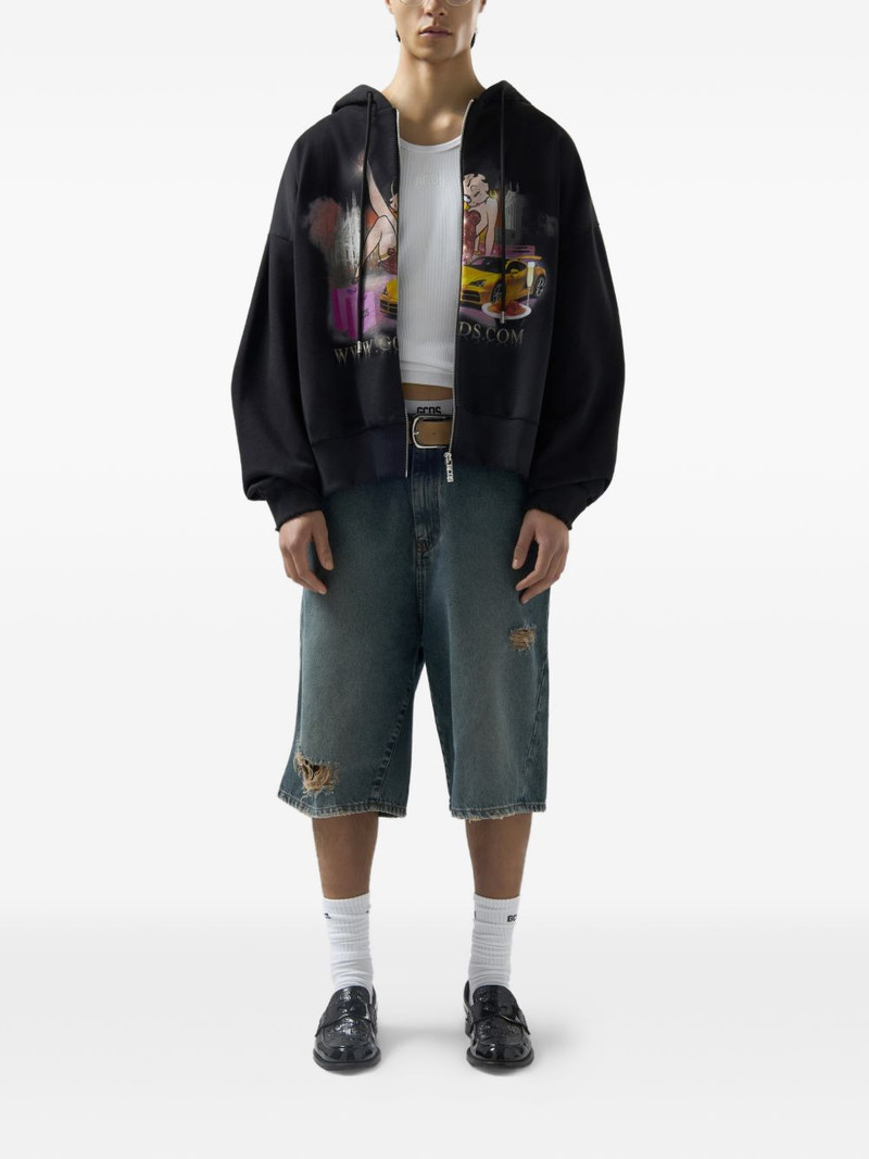 GCDS x Betty Boop zip-up cotton hoodie outlook
