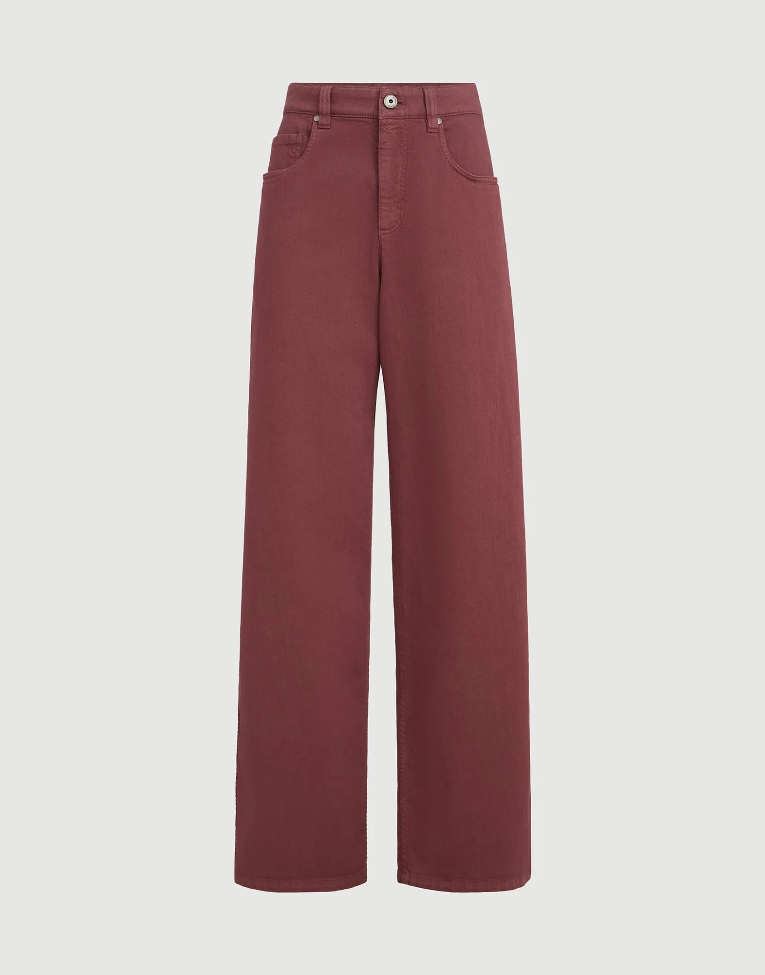 Stretch dyed denim loose barrel trousers with monili - 1