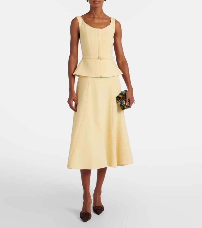 ROLAND MOURET Peplum wool crêpe midi dress outlook