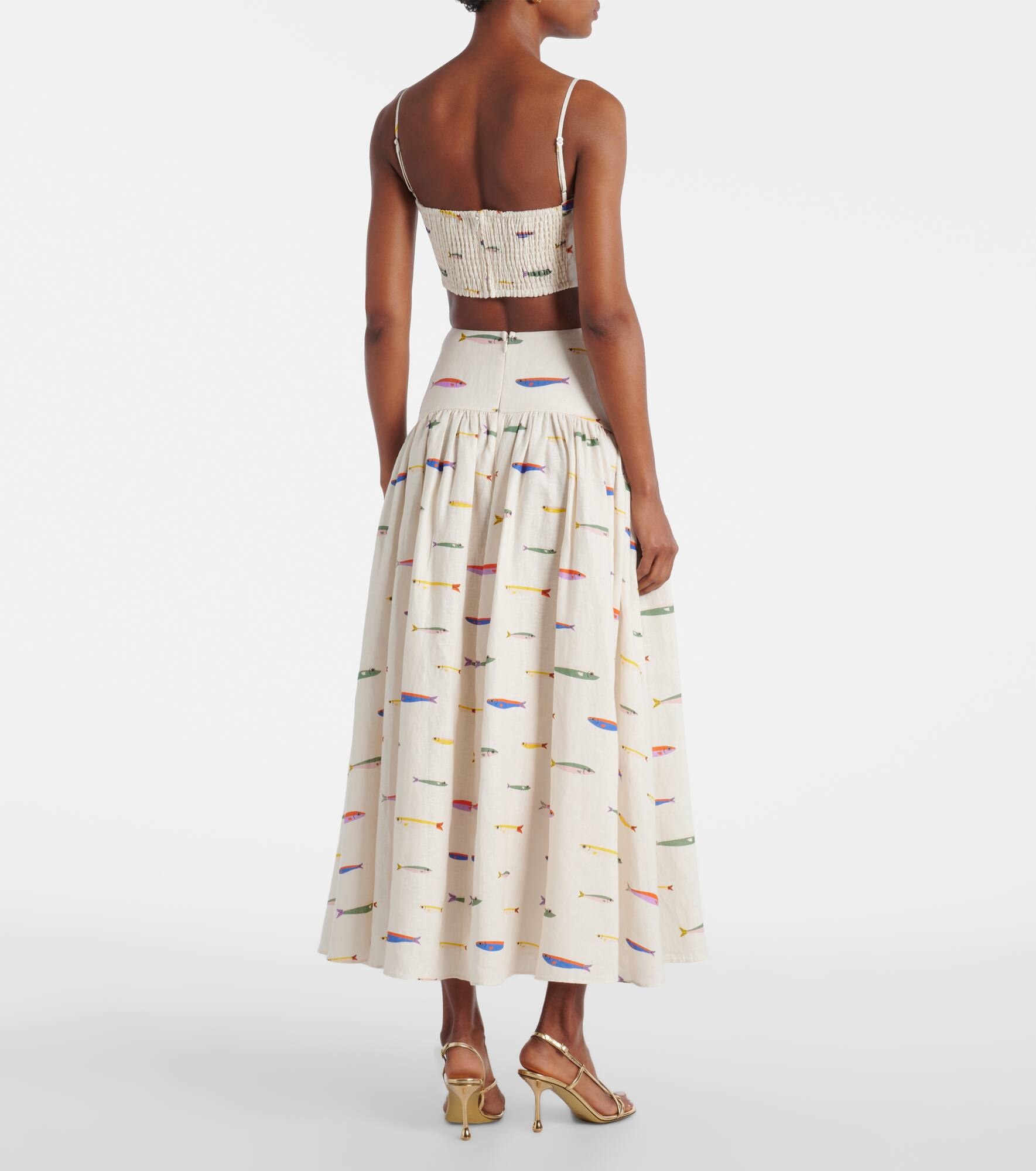 Procida printed linen maxi skirt - 3