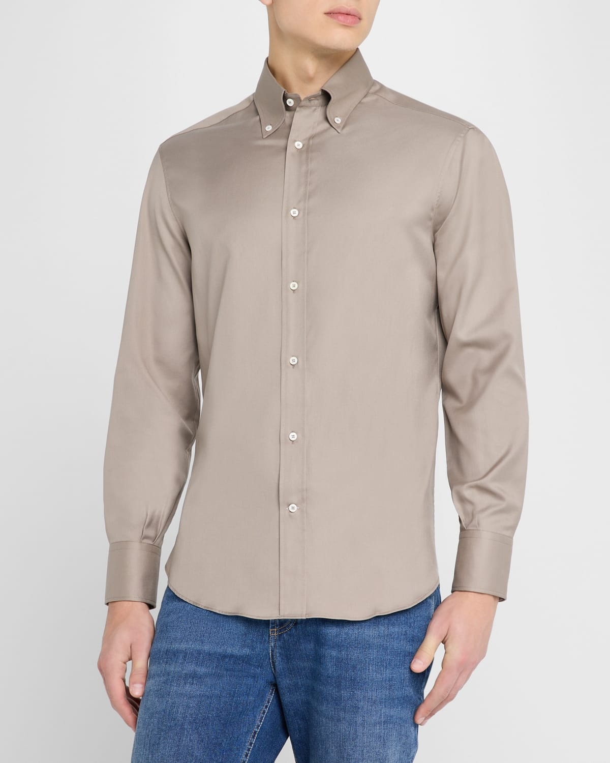 Men's Cotton Twill Casual Button-Down Shirt - 4