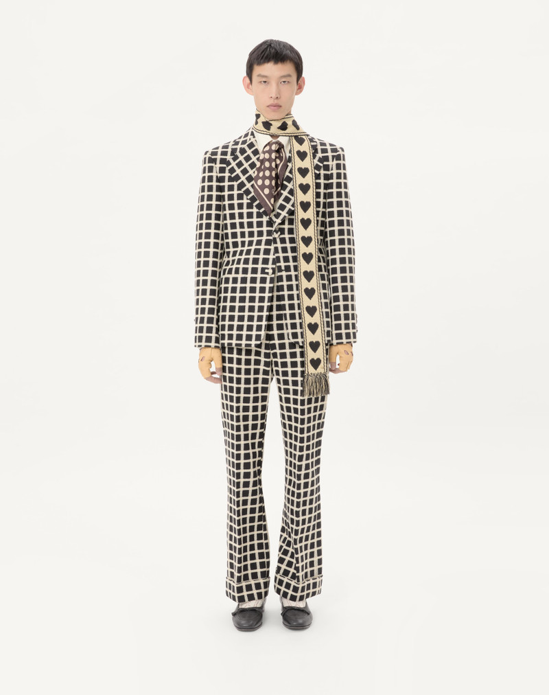 Valentino WOOL BLEND PANTS WITH CHECK PATTERN WITH TURN-UP outlook