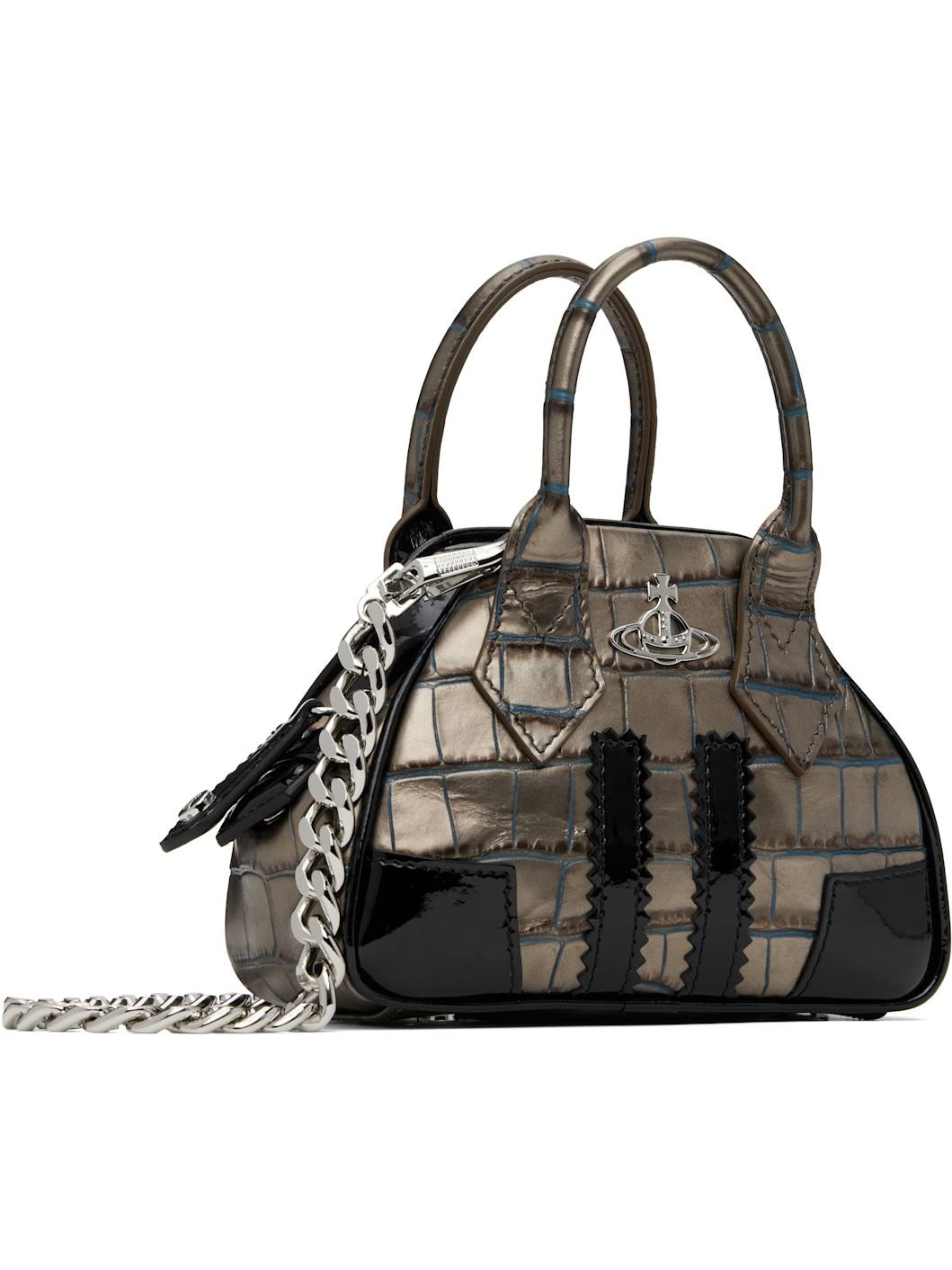 VIVIENNE WESTWOOD ブラウン ミニ Yasmine チェーンバッグ Vivienne Westwood Black & Brown Mini Yasmine Chain Bag