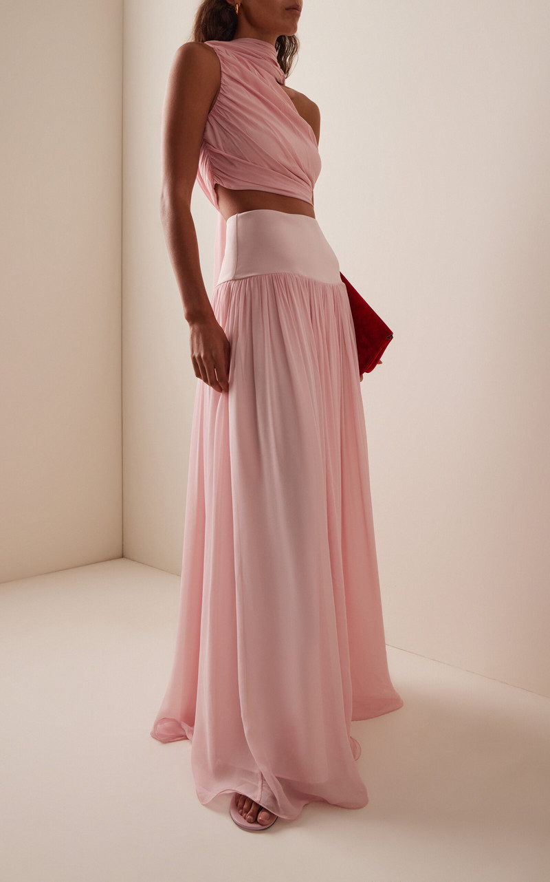 POSSE Solene Chiffon Maxi Skirt pink outlook