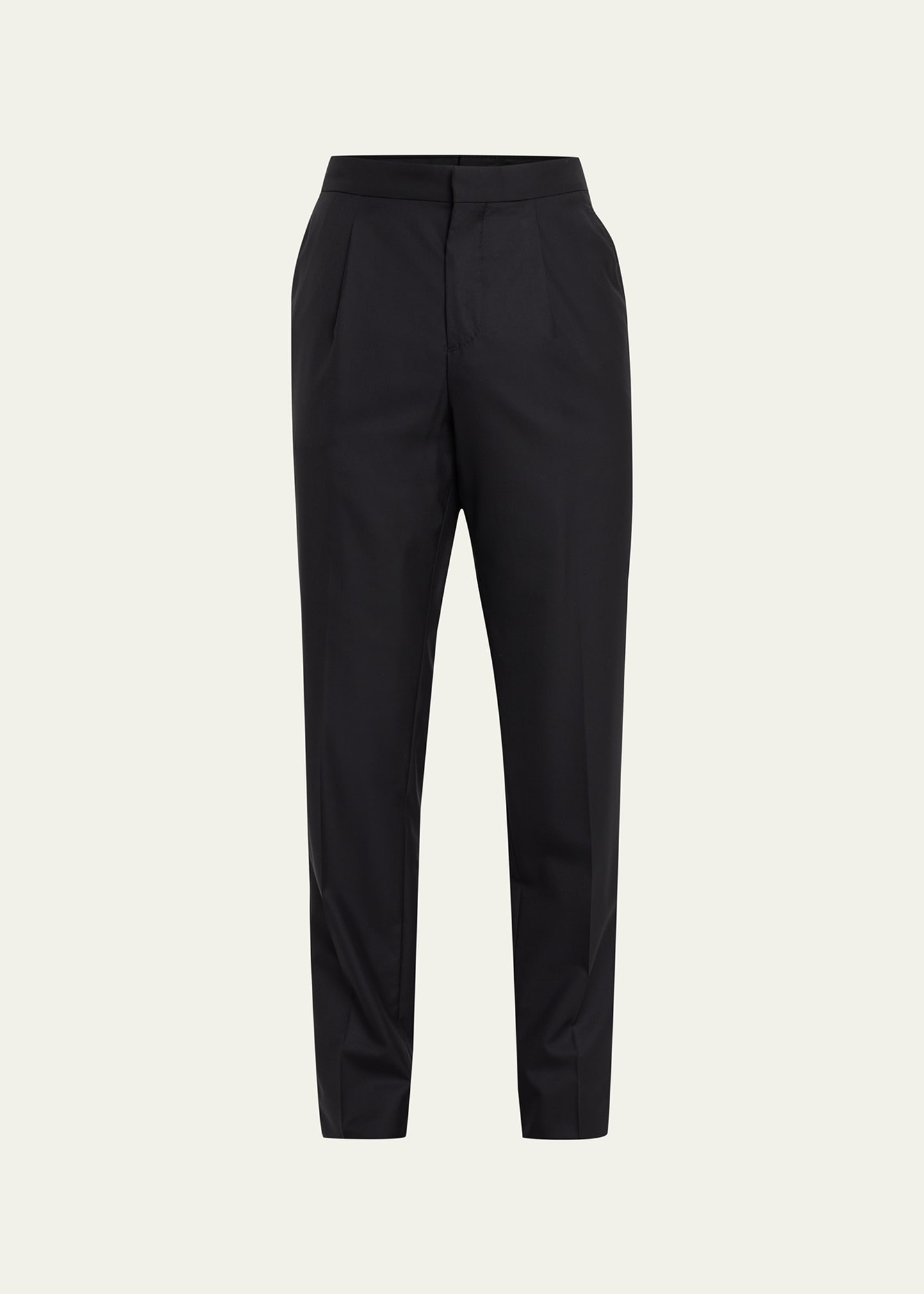 Men's Solid Tuxedo Fabric Dress Trousers - 1