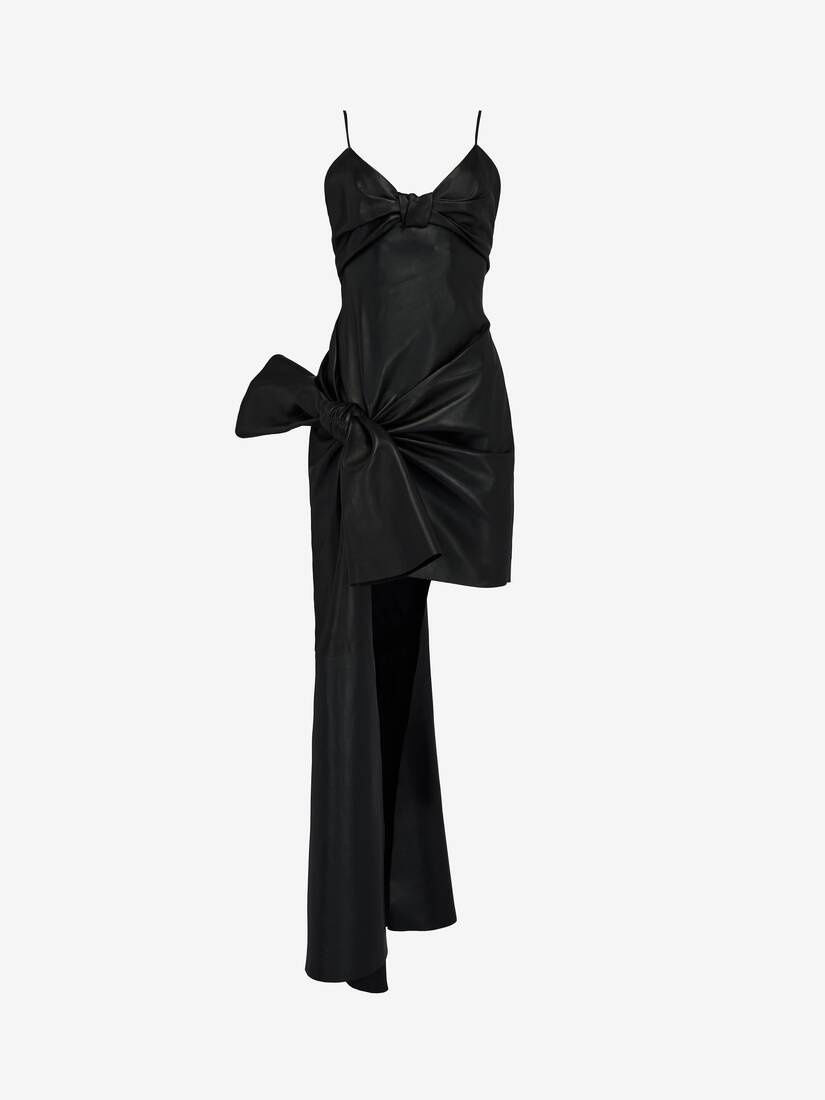 Women's Knotted Drape Dress in Black - 1