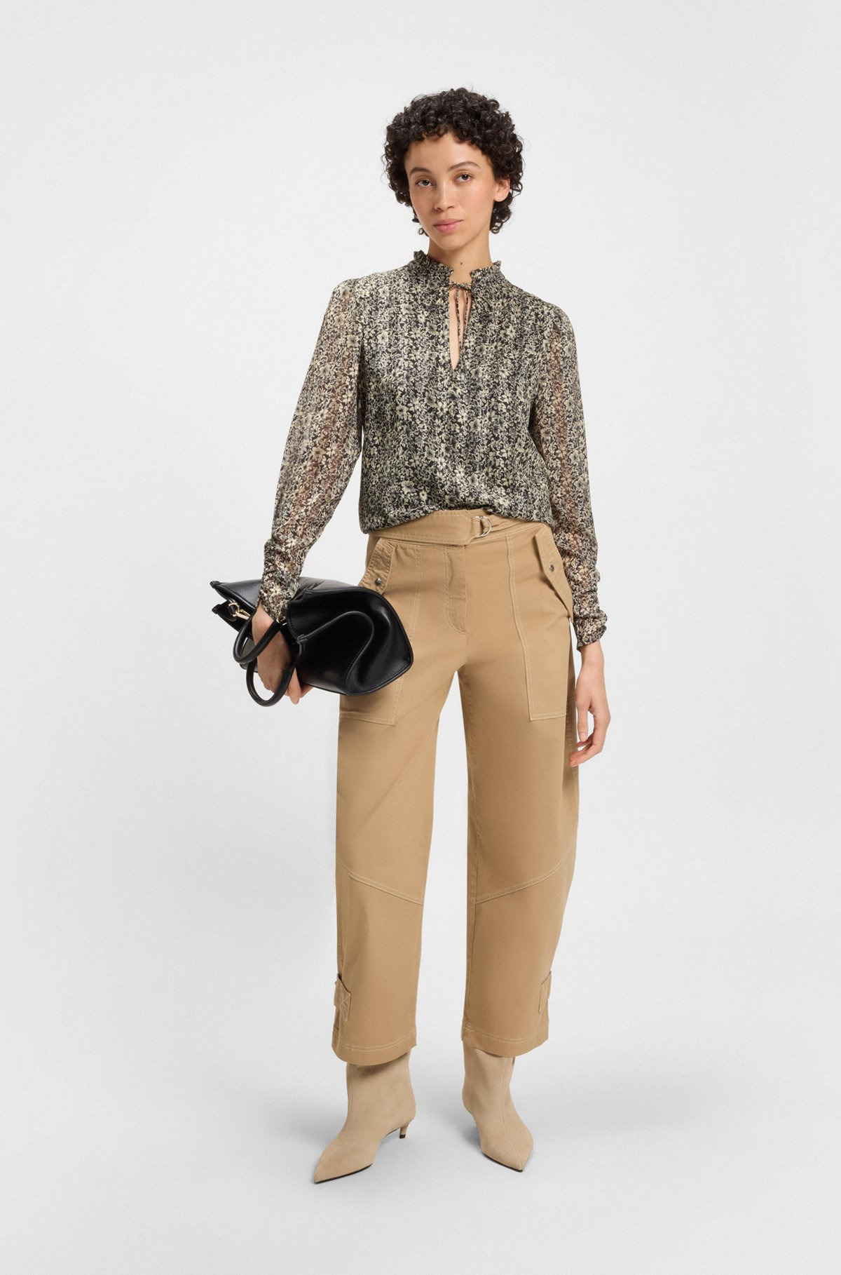 BALLOON-LEG TROUSERS IN PAPER-TOUCH STRETCH-COTTON TWILL - 3