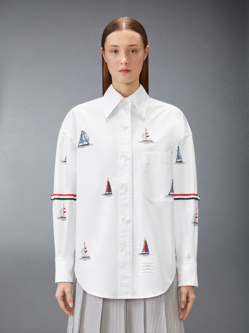 Thom Browne SAILBOAT STITCH SUPERSIZED SHIRT outlook