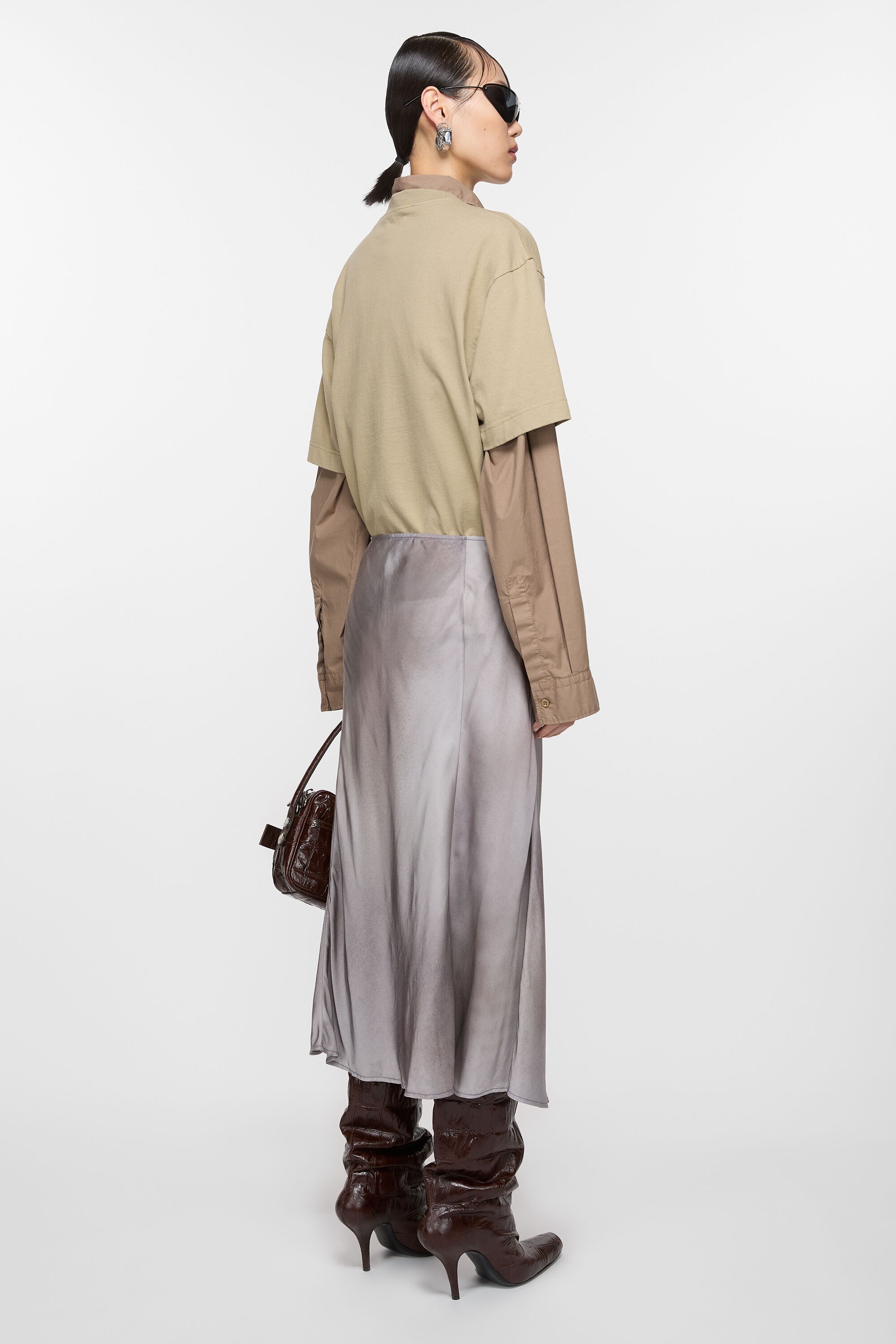 Satin wrap skirt - Multi grey - 3
