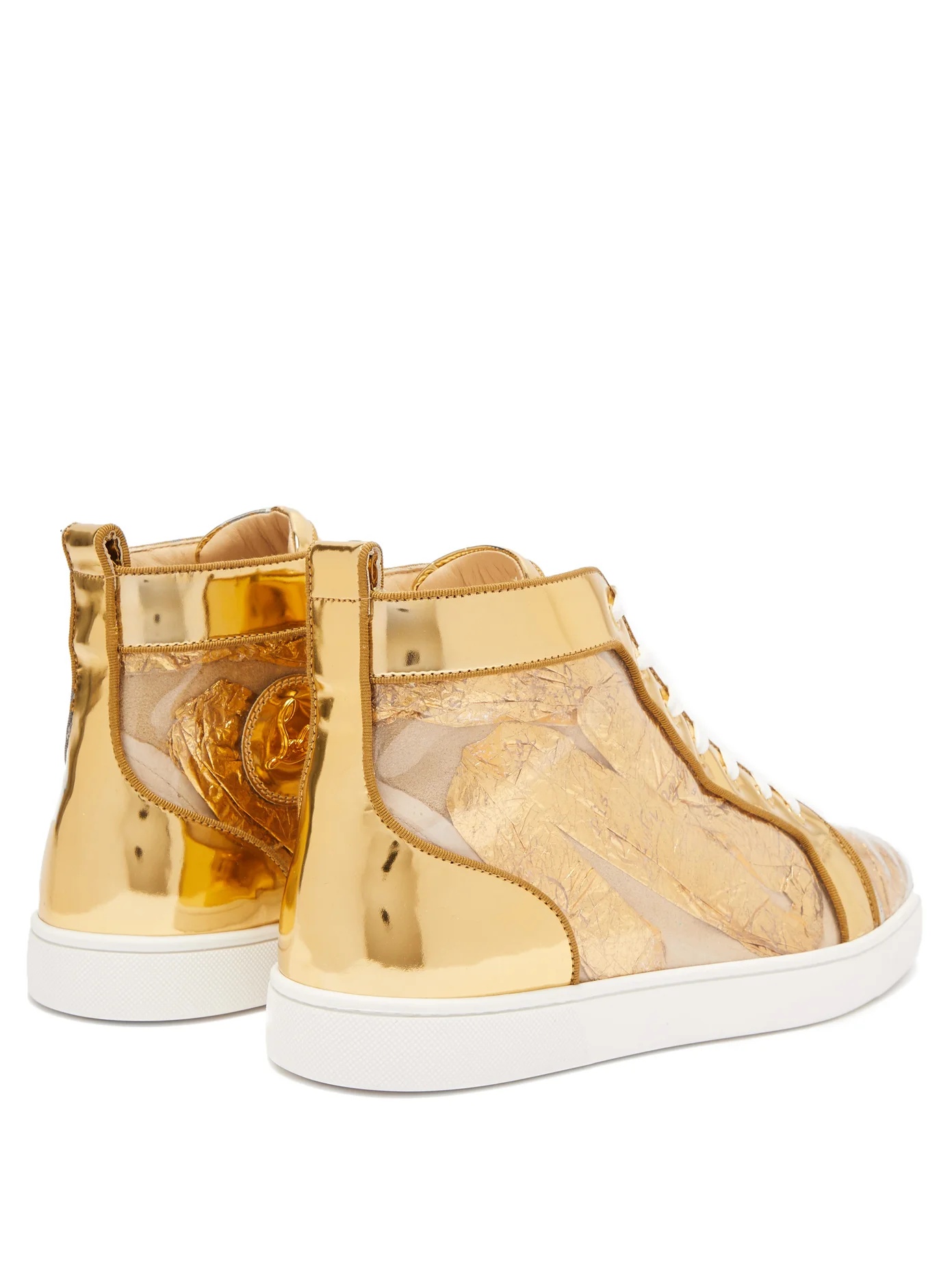 Louis foil-embellished high-top leather trainers - 4