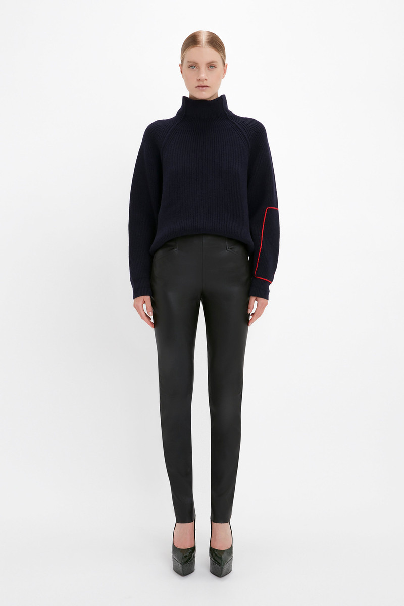 Victoria Beckham Stretch Leather Legging In Black outlook