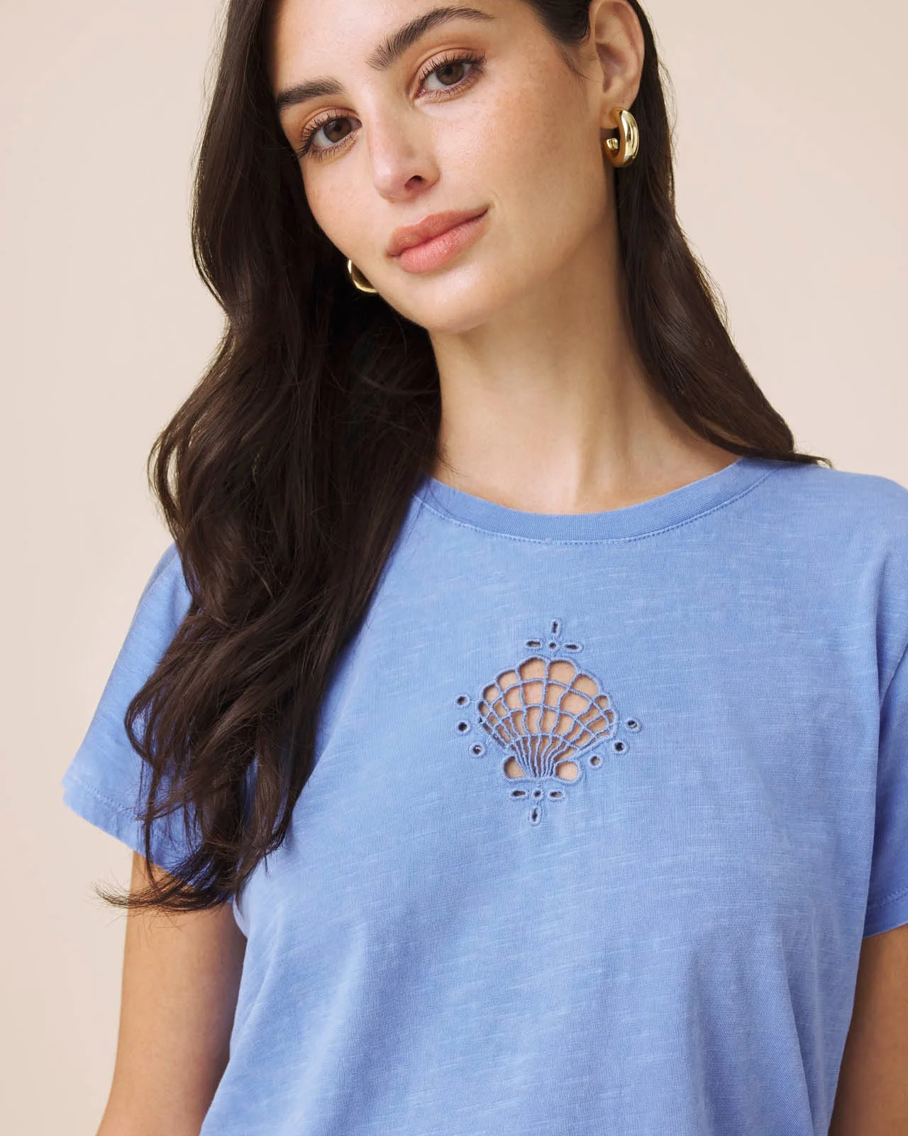 Seashell Embroidered Tee - 1