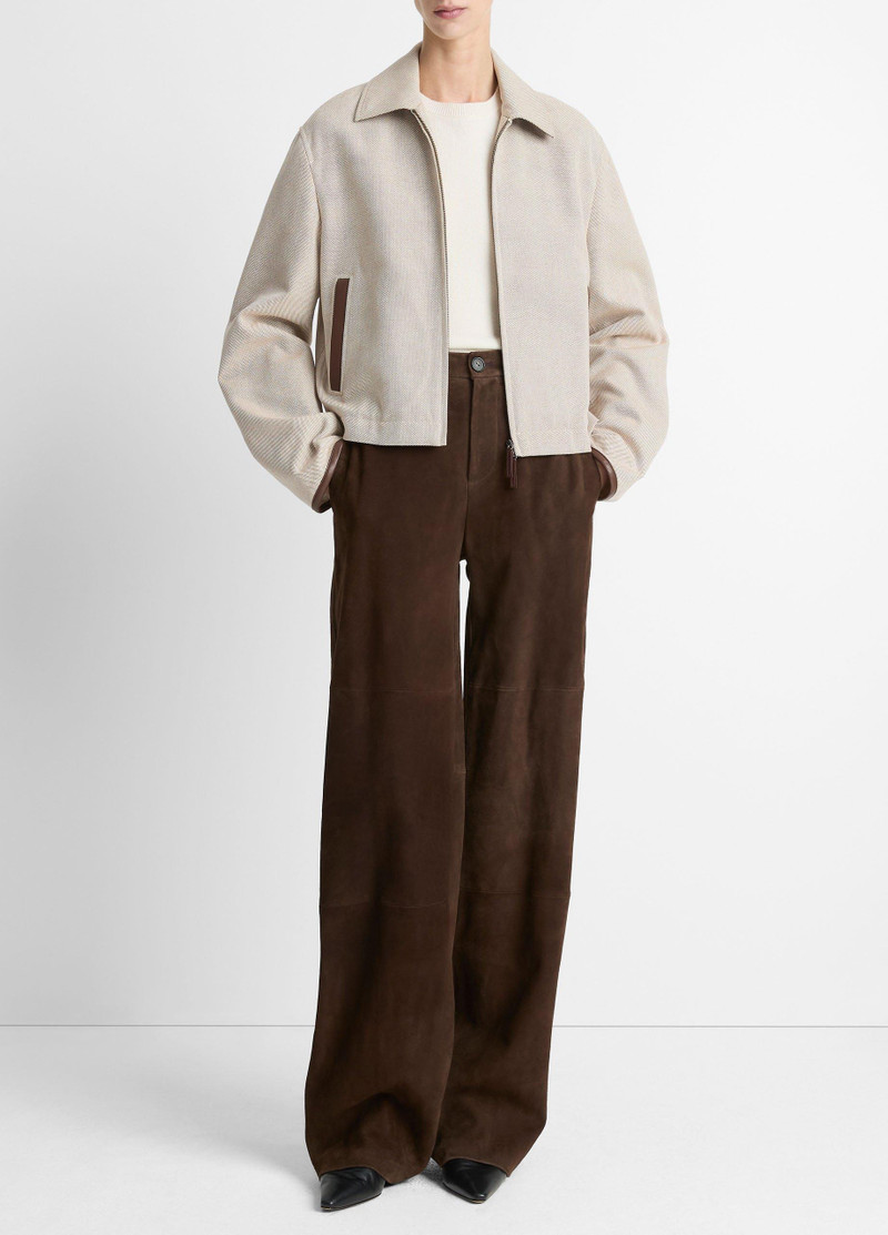 Faux-Leather-Trim Cotton Cropped Jacket 4