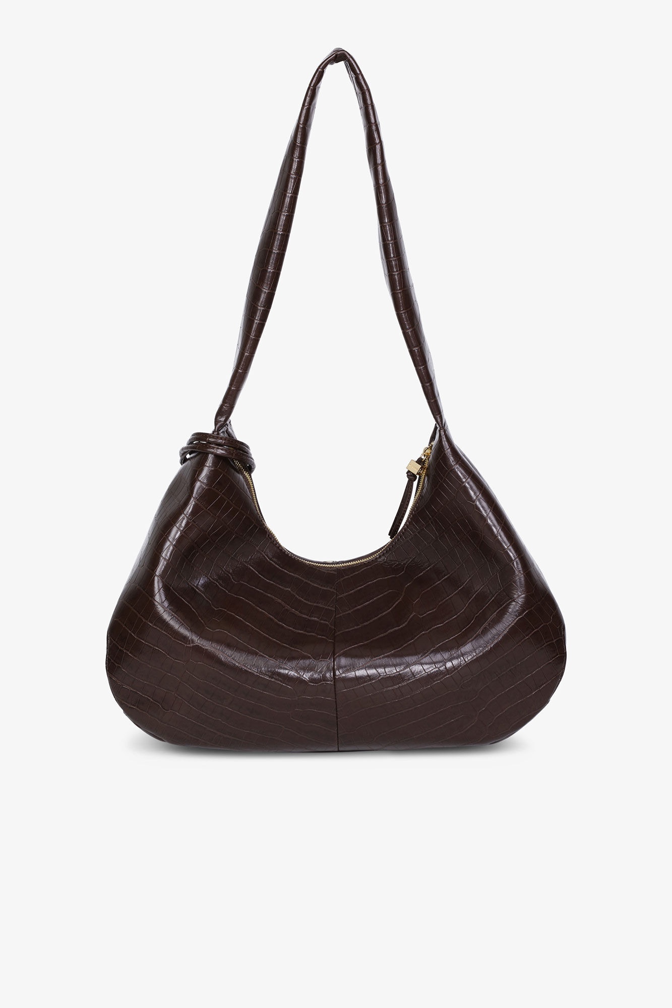 BROWN CROCO MEDIUM HOBO BAG - 3
