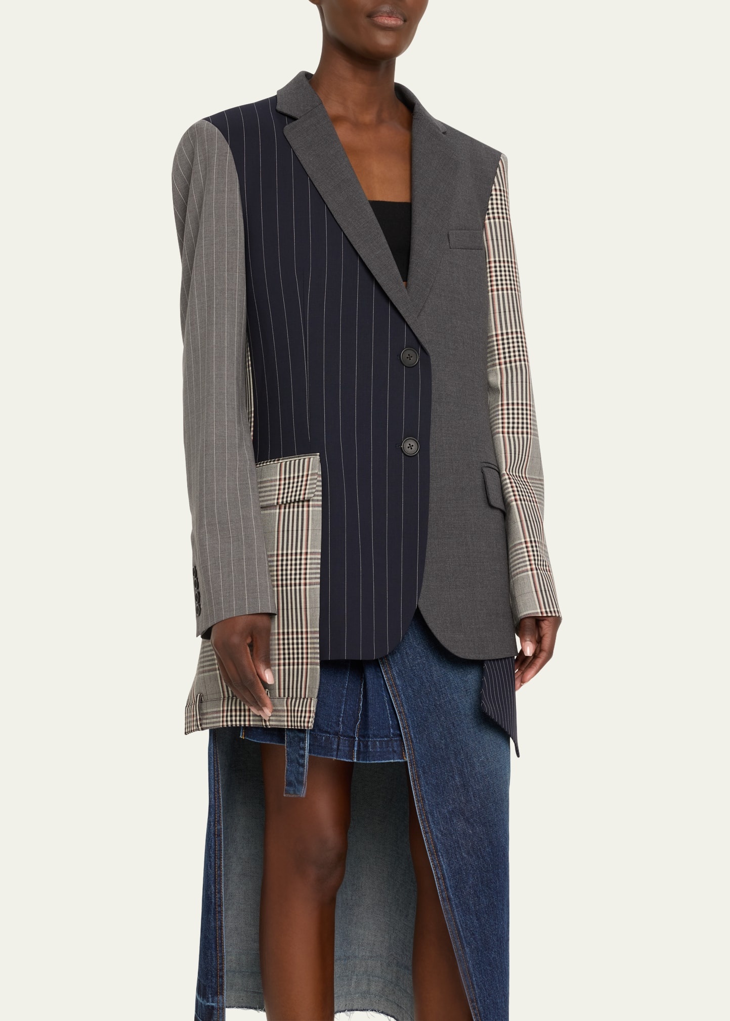 Combo Boxy Tailored Wool Jacket - 4
