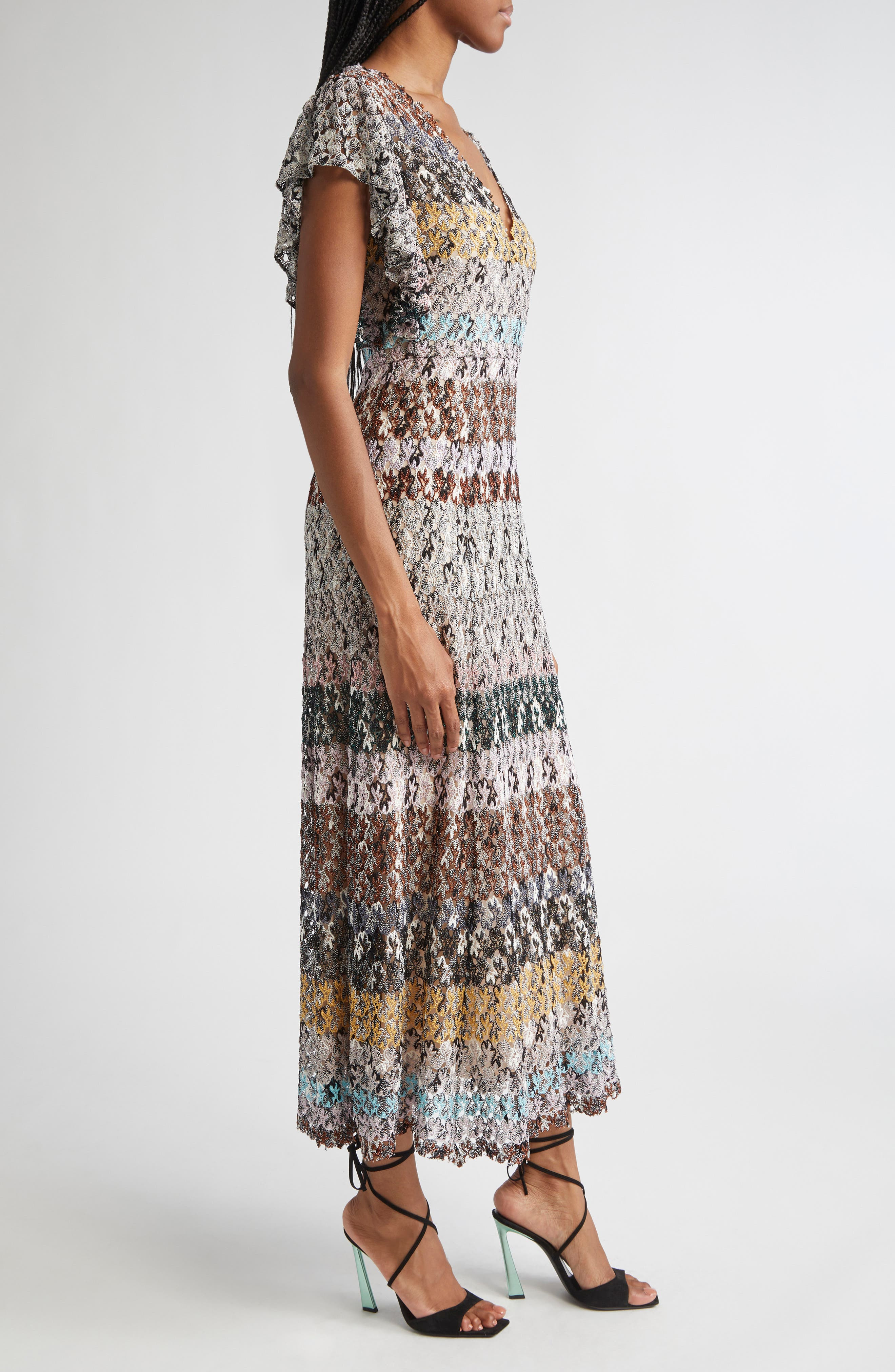 Missoni Knit Metallic Lace Maxi Dress in Beige Multicolor Tones at Nordstrom - 3