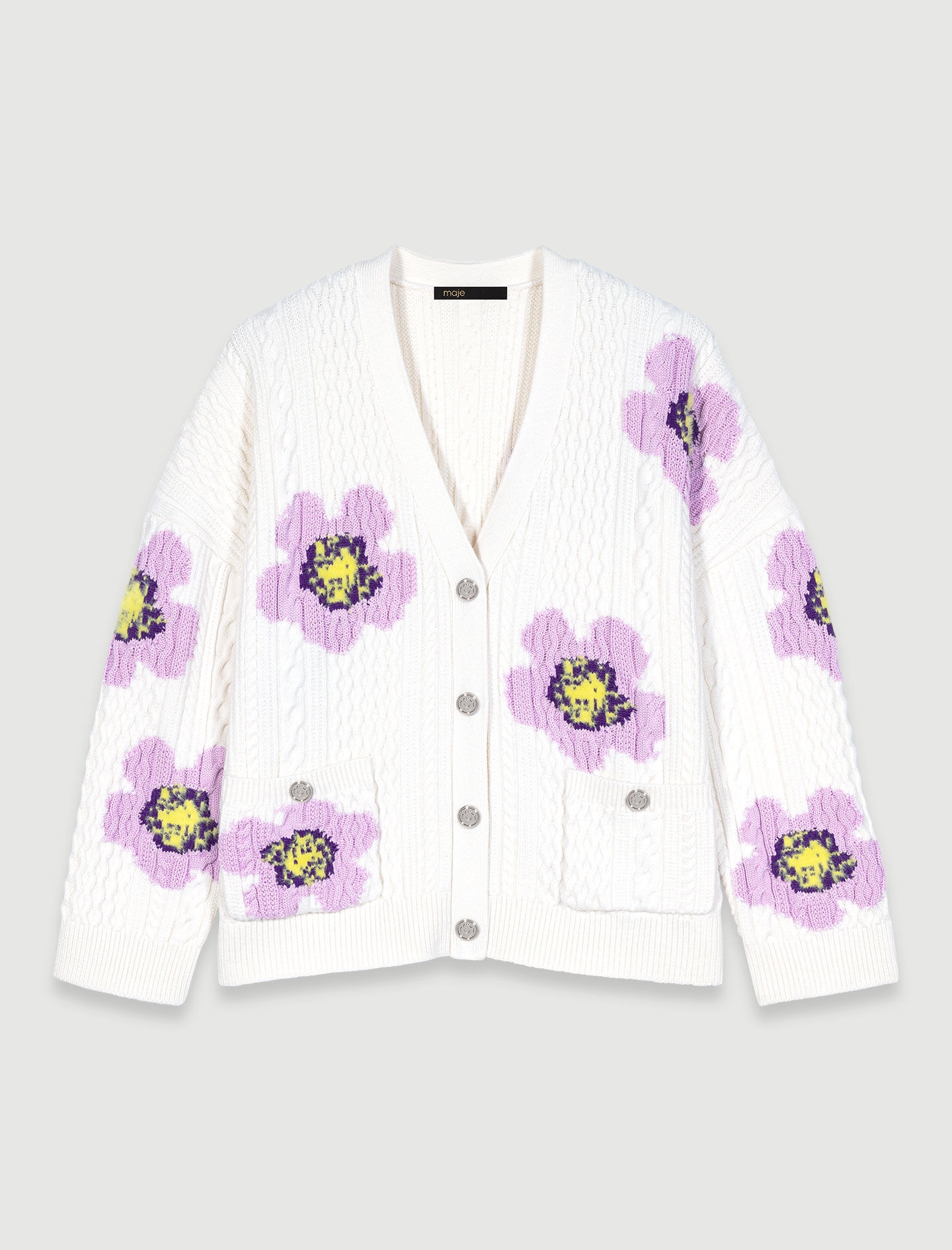 Knit cardigan with flowers - 1