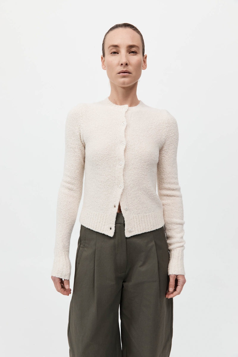 Boucle Wool Cardigan - Off White - 2