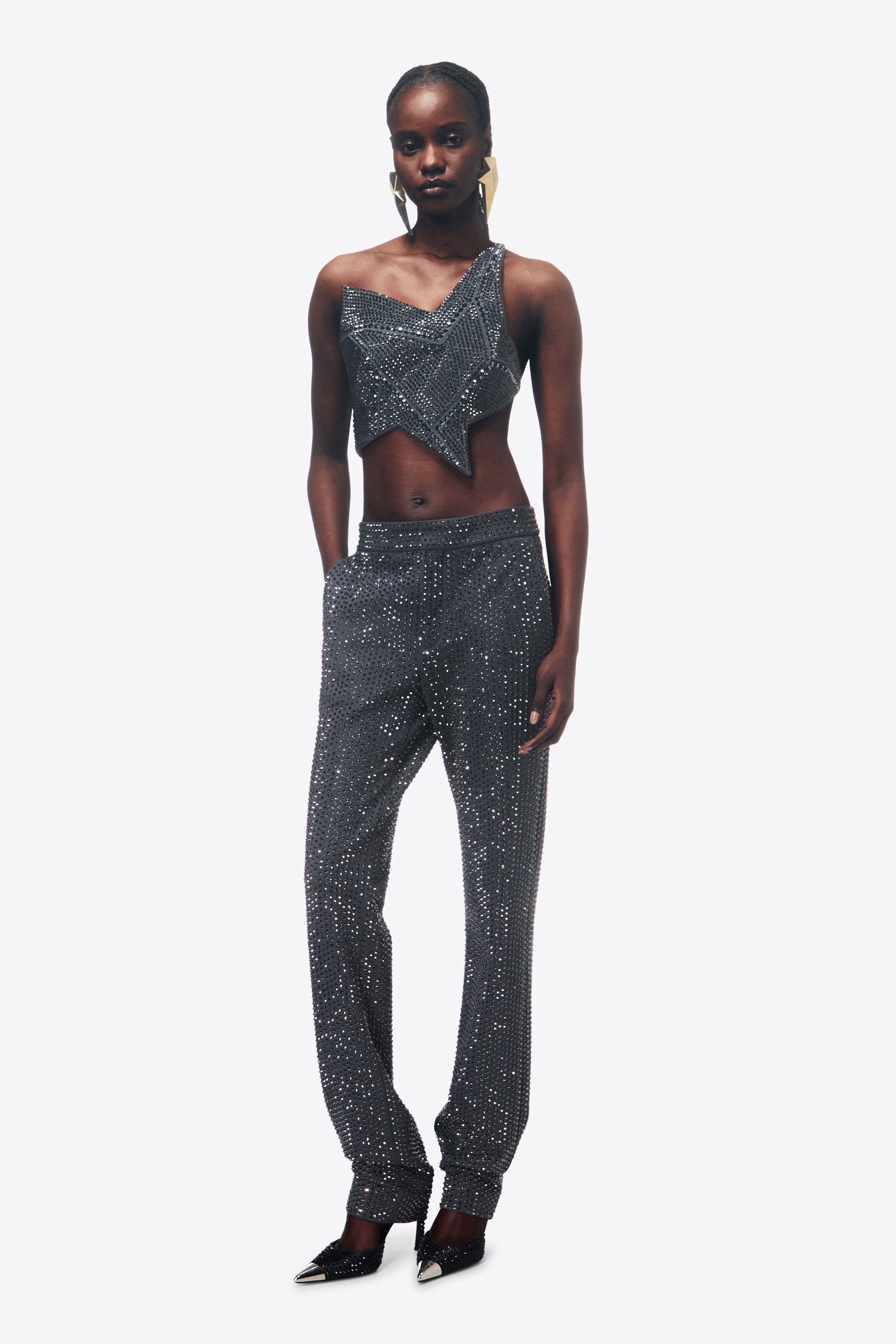 CRYSTAL EMBELLISHED TUXEDO PANT - 4