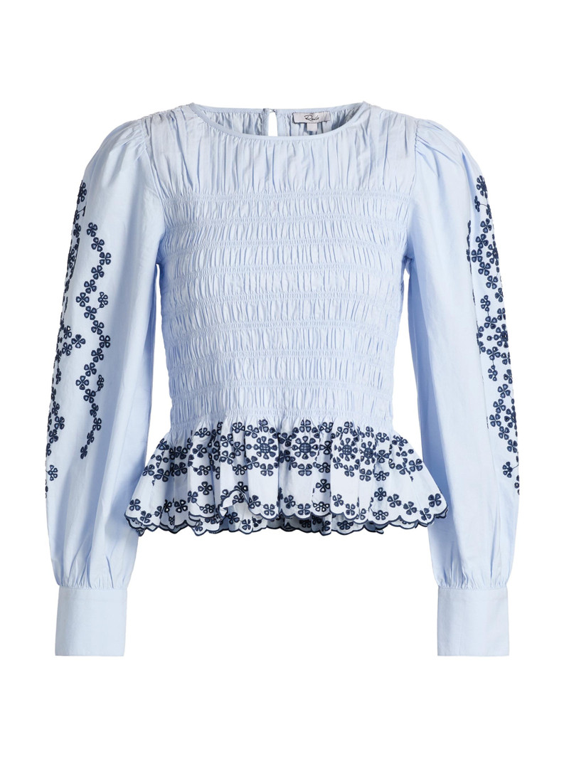 Women's Tabi Broderie Anglaise Smocked Top - Blue Bird 1