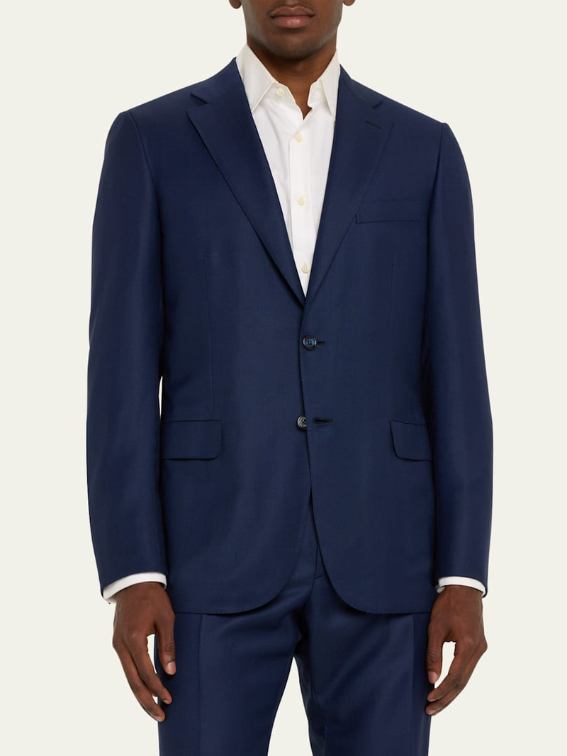 Brioni Men's Textured Solid Two-Piece Suit, Bright Navy outlook