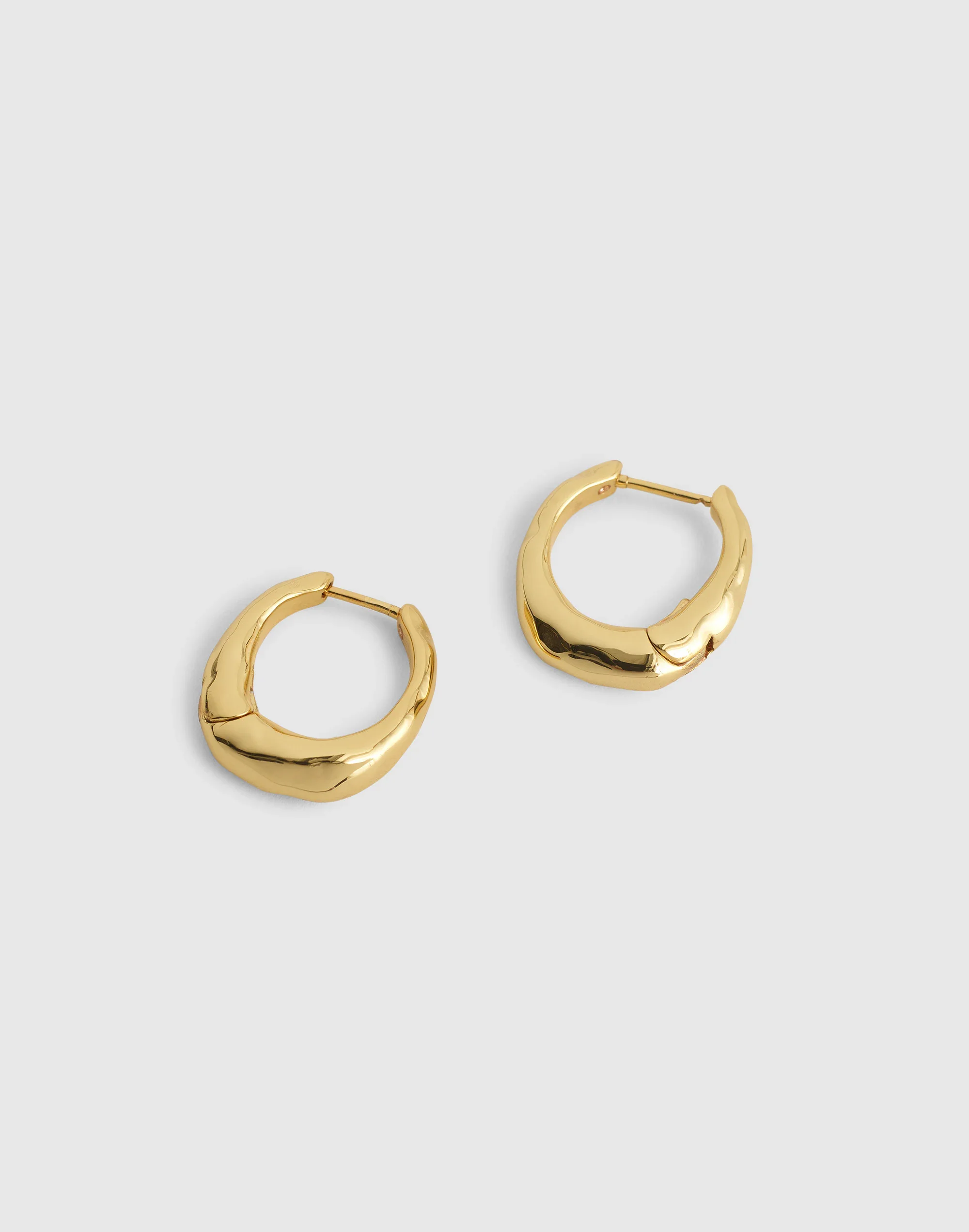Hammered Puffy Small Hoop Earrings - 1