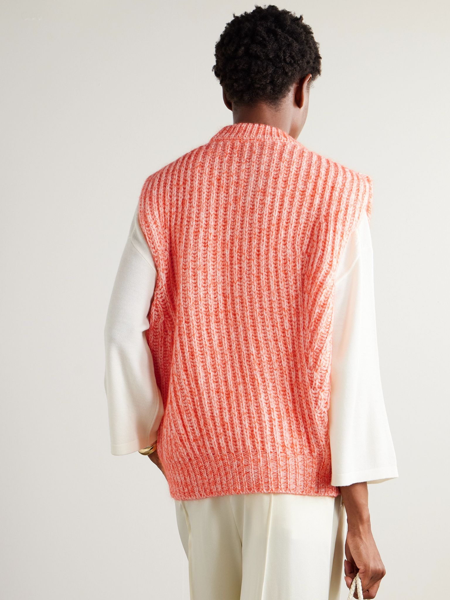 Ribbed wool-blend vest Orange - 3