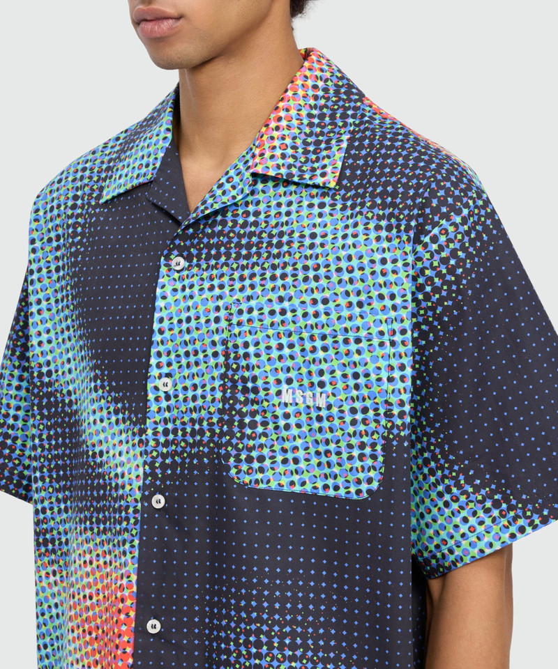 Multicolor cotton printed short-sleeve bowling shirt with embroidered MSGM logo 5