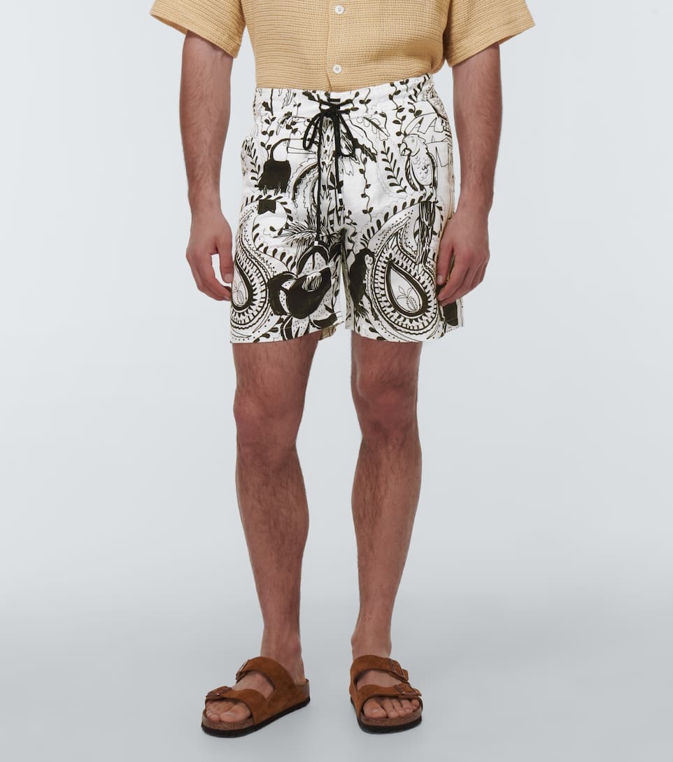 Printed cotton and linen shorts - 3