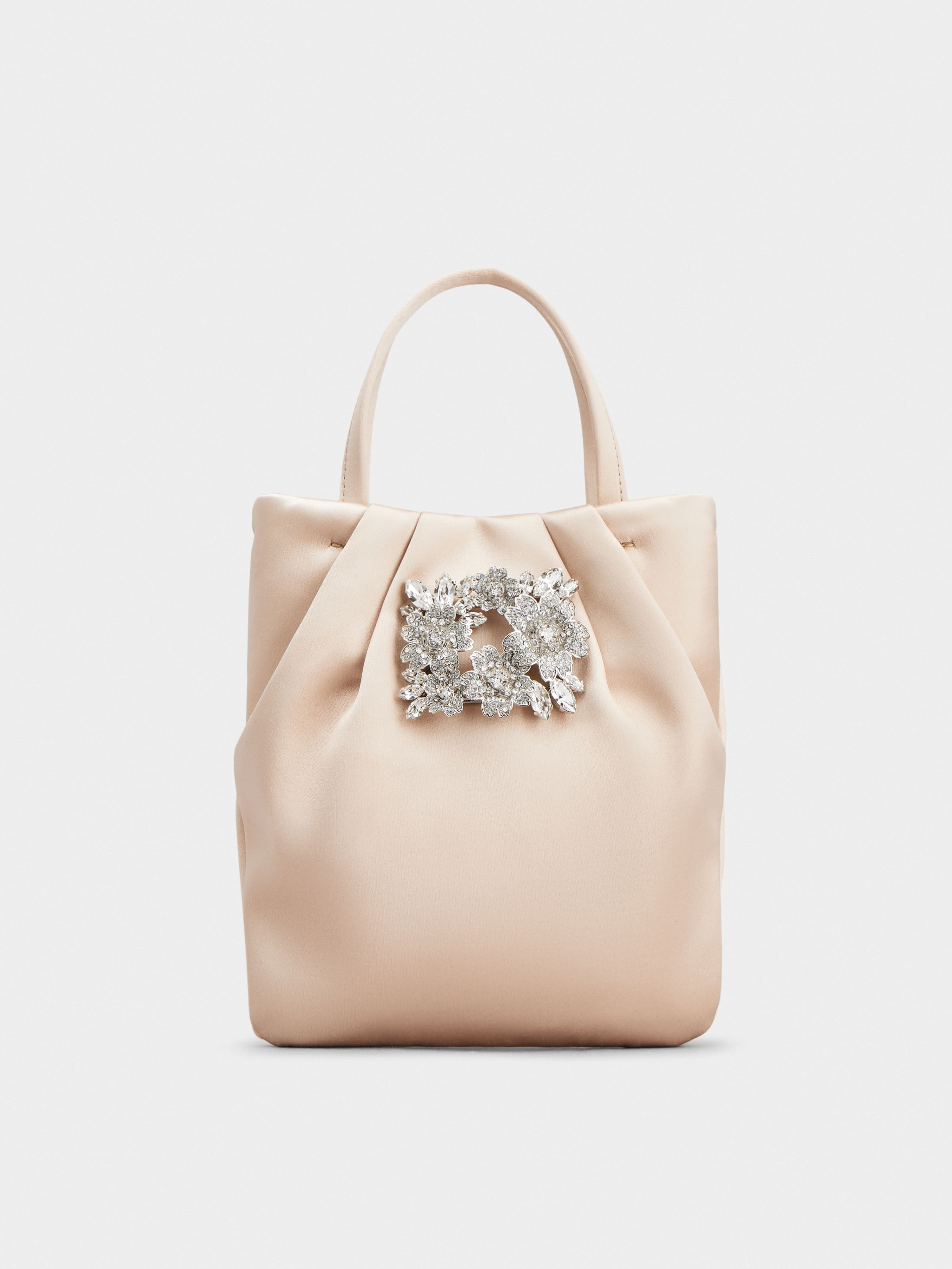 Drapé Pocket Bouquet Strass Buckle Micro Bag in Satin - 1