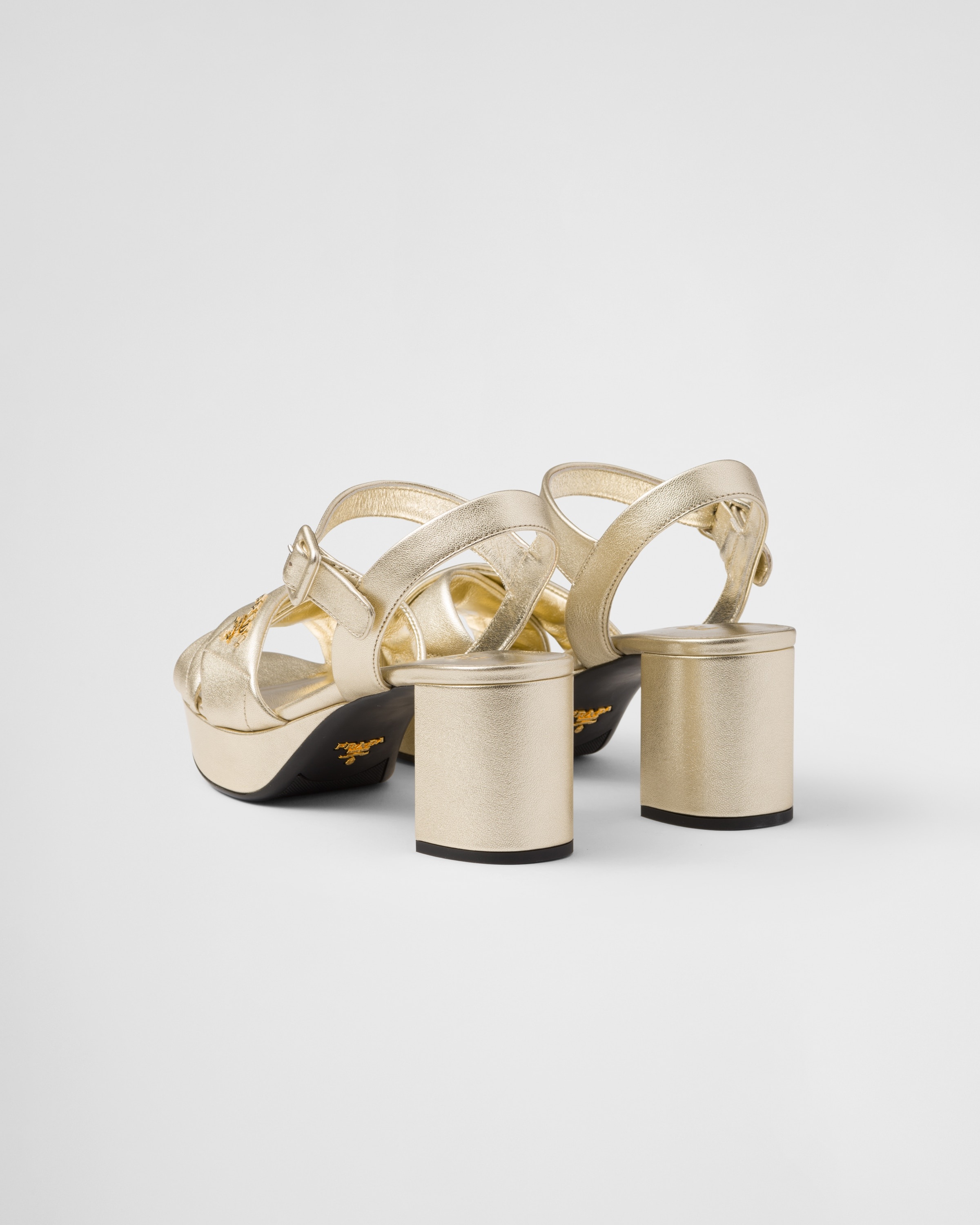 Quilted nappa leather platform sandals - 4