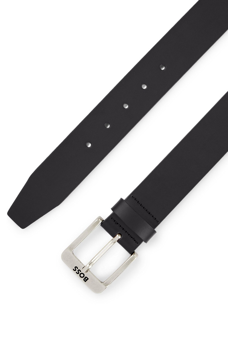 BUFFALO-LEATHER BELT WITH LOGO BUCKLE IN SILVER HARDWARE 3