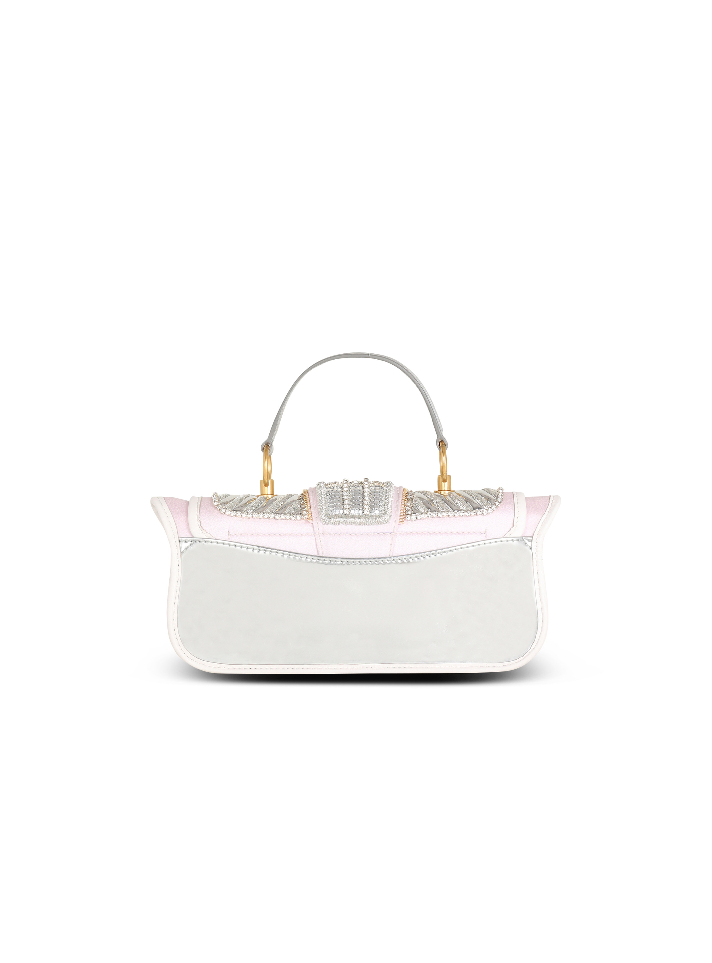 Blaze clutch bag in leather and embroidered satin - 3